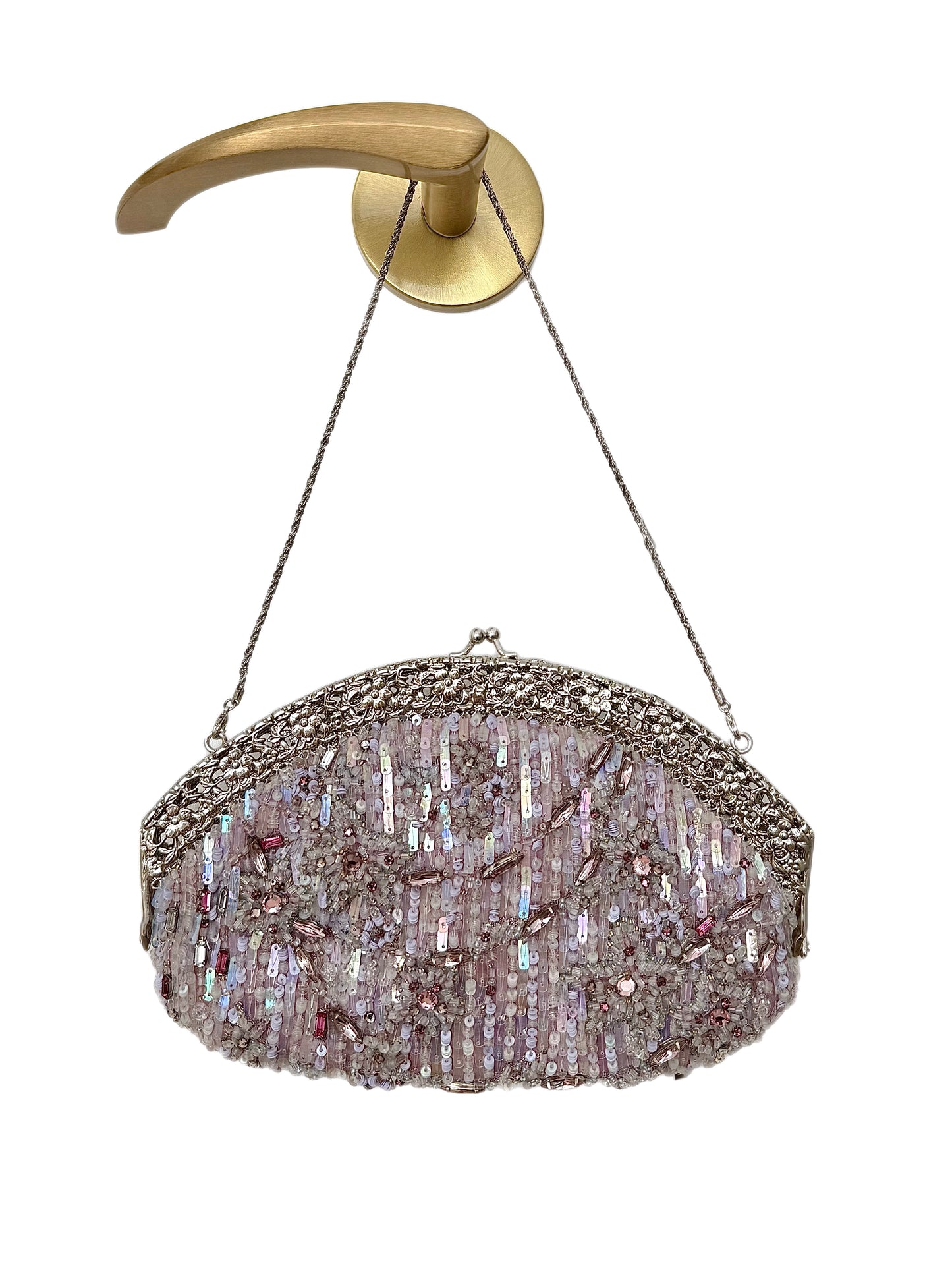 BADGLEY MISCHKA Vintage Iridescent Lilac Beaded Evening Bag
