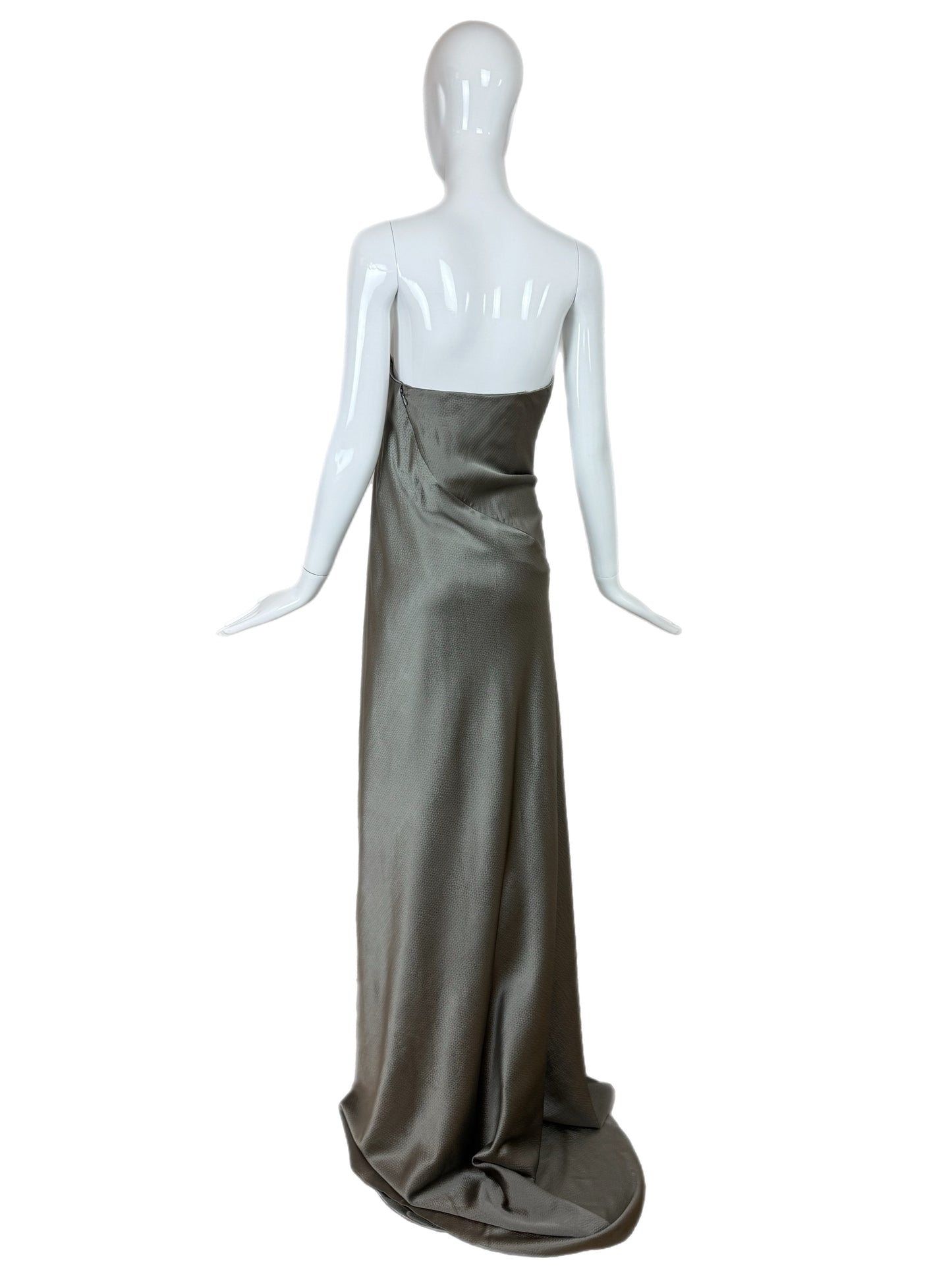 CHADO RALPH RUCCI 2000's Vintage Silk Pewter Evening Gown