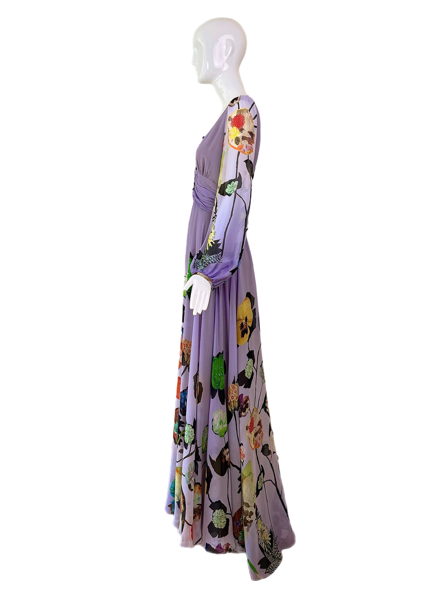 EMANUEL UNGARO Vintage 2000's Silk Embellished Blouson Gown