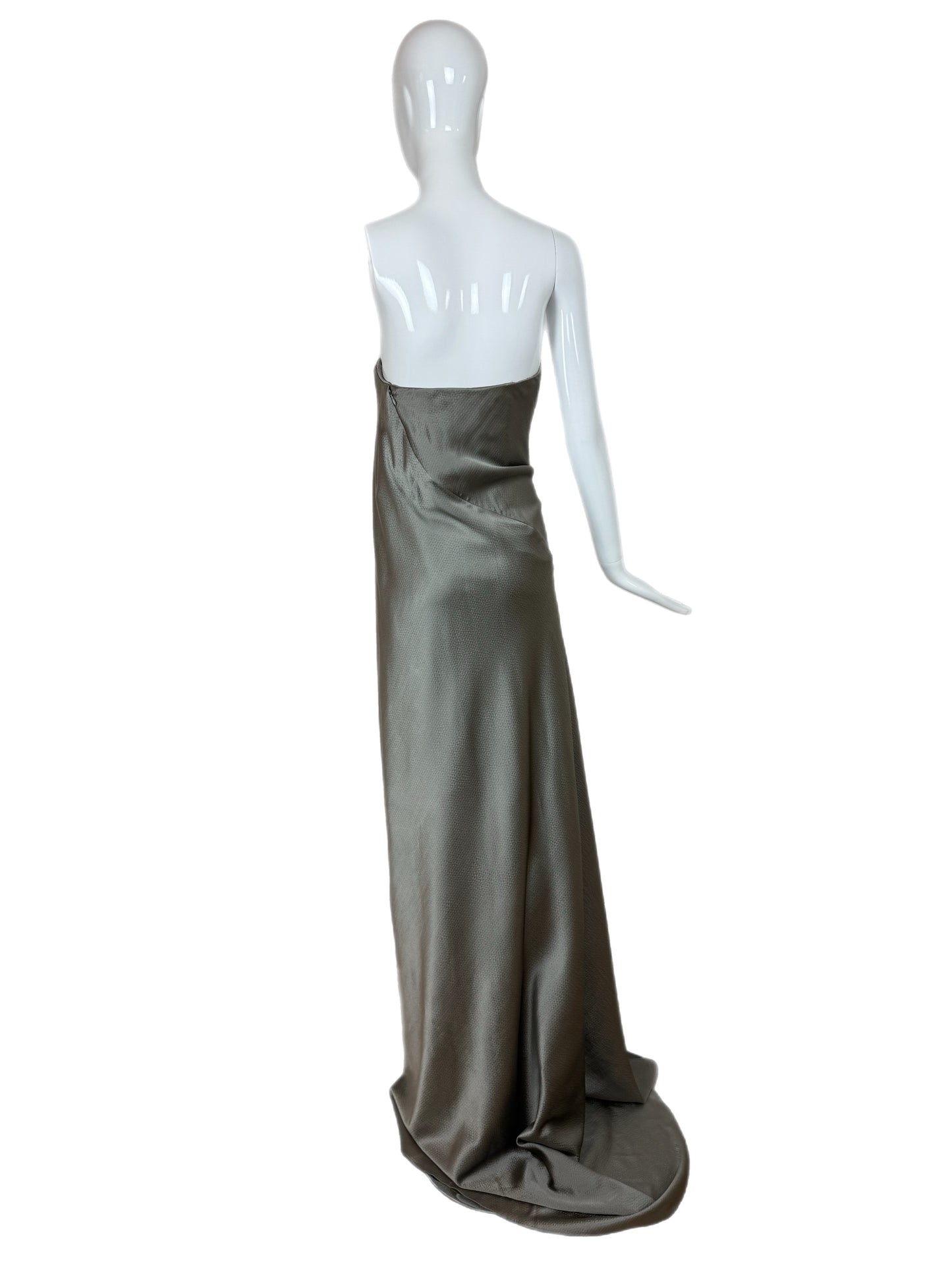 CHADO RALPH RUCCI 2000's Vintage Silk Pewter Evening Gown