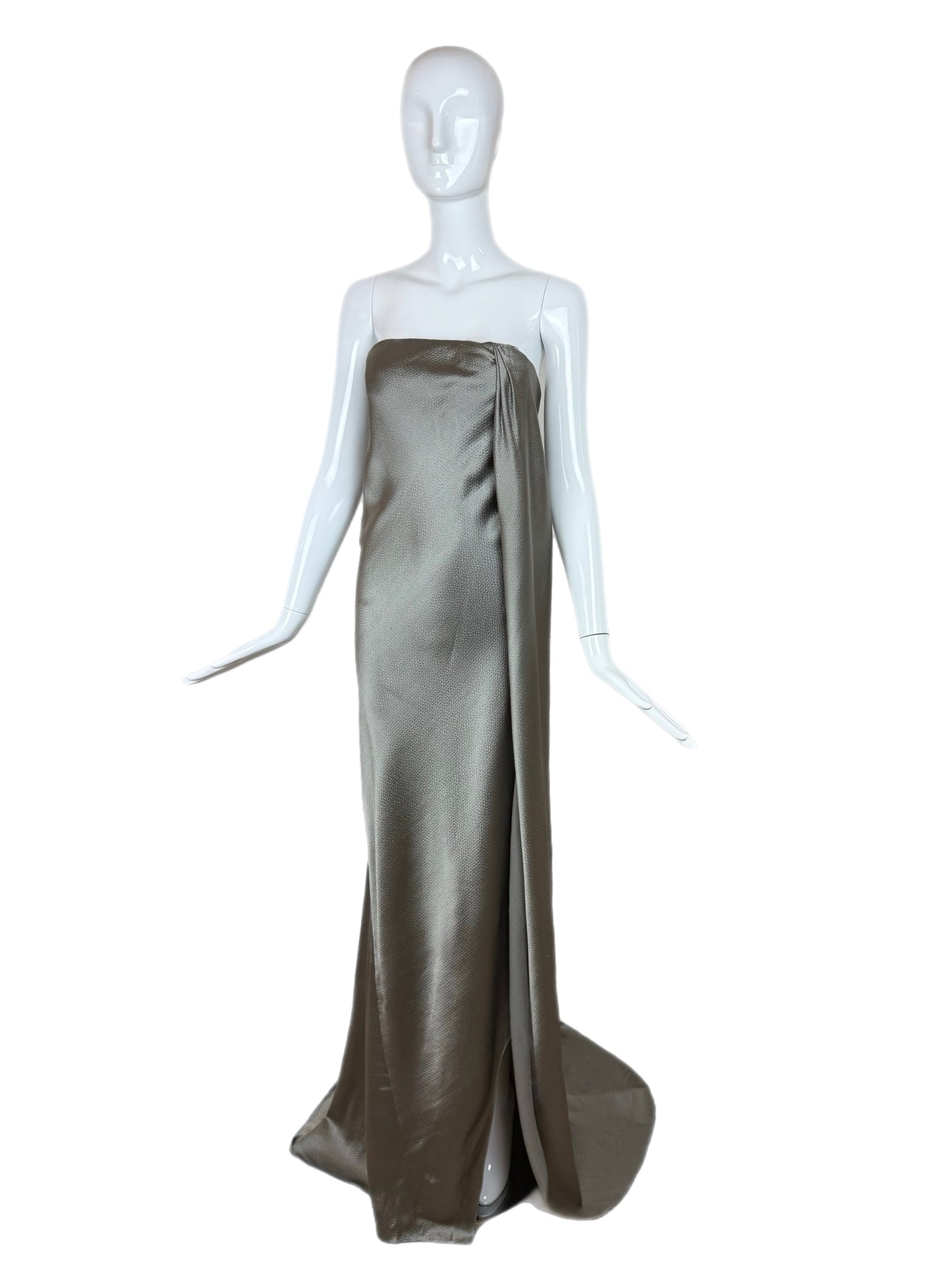 CHADO RALPH RUCCI 2000's Vintage Silk Pewter Evening Gown