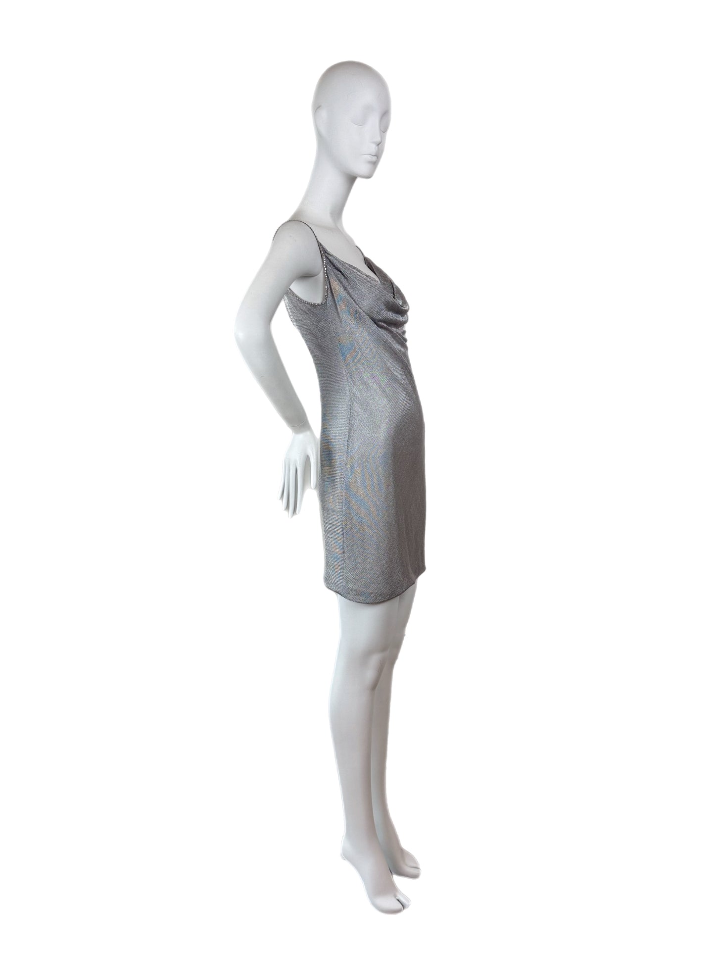 PAMELA DENNIS 90's Vintage Silver Crystal Mini Dress