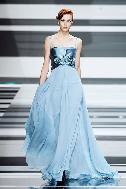 ELIE SAAB 2008 Vintage Blue Silk Ethereal Evening Gown