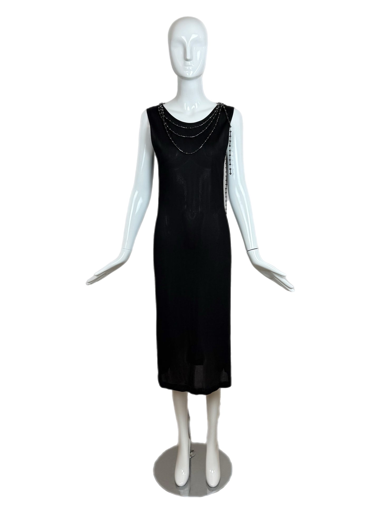 ALBERTA FERRETTI Black Ornate Multi Layered Chain Dress