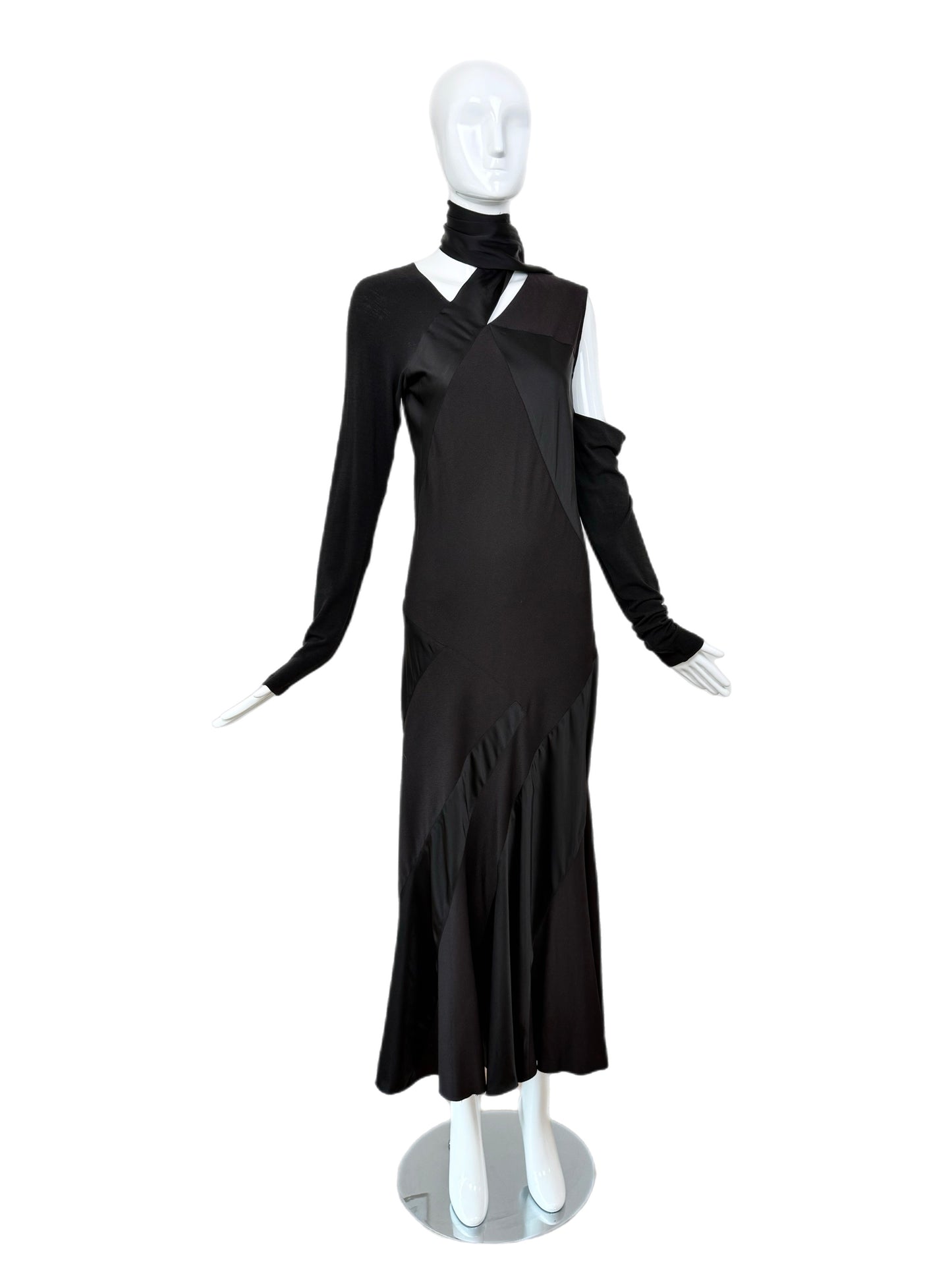 DONNA KARAN 2002 Vintage Black Long Cut-Out Dress