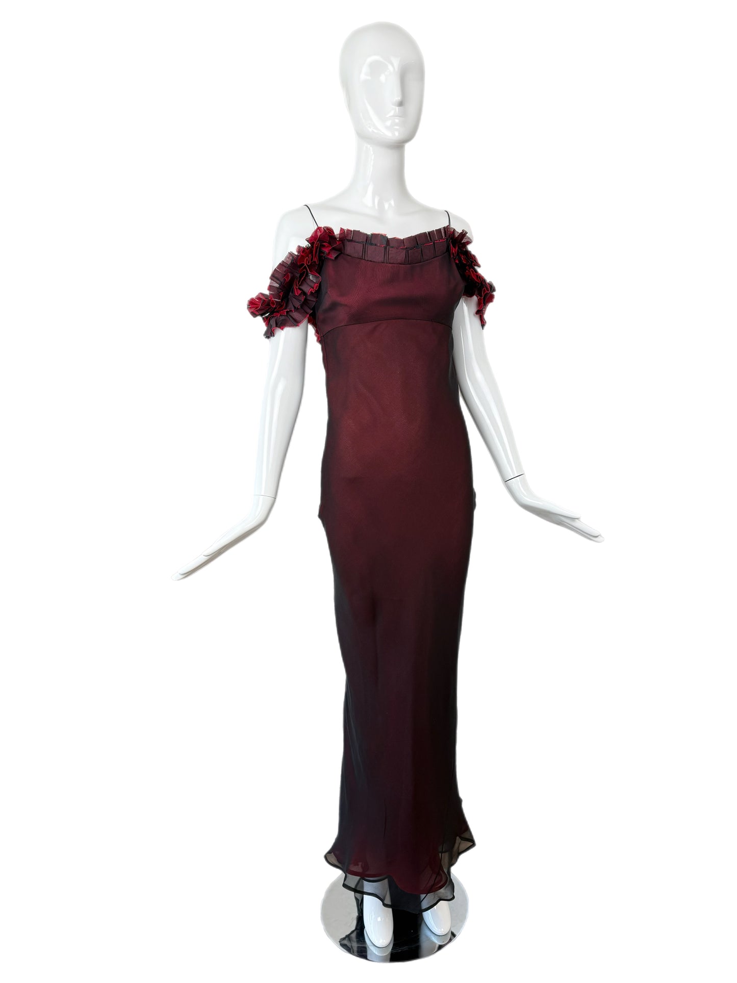 RICHARD TYLER COUTURE 1998 Vintage Silk Black + Red Gown