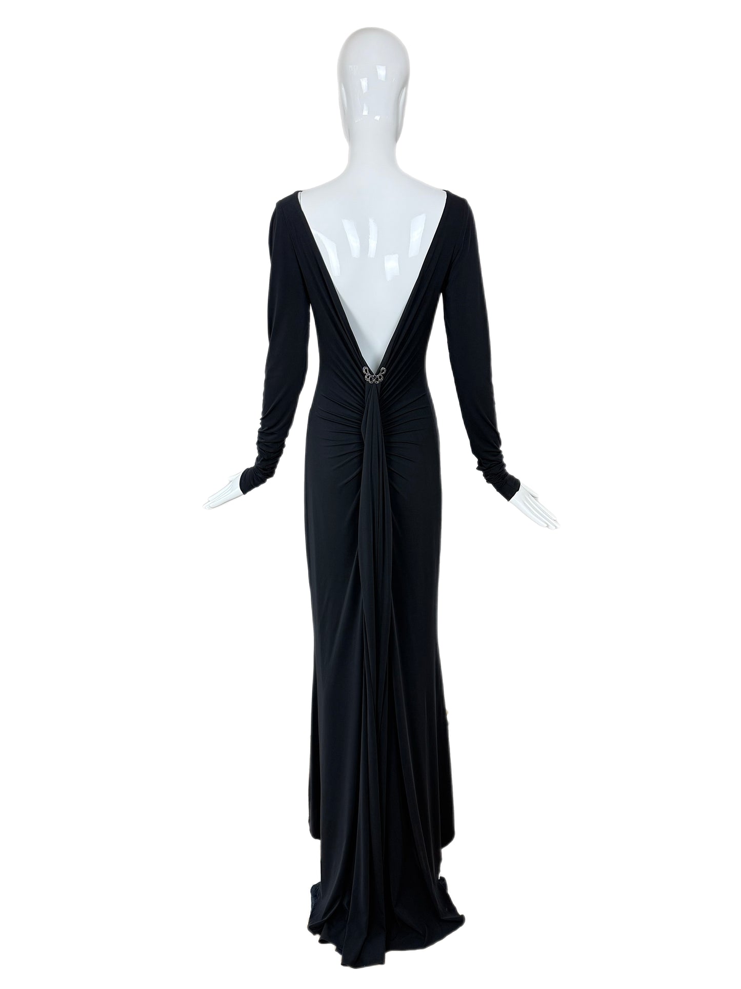 PAMELA DENNIS 2001 Vintage Black Backless Evening Gown