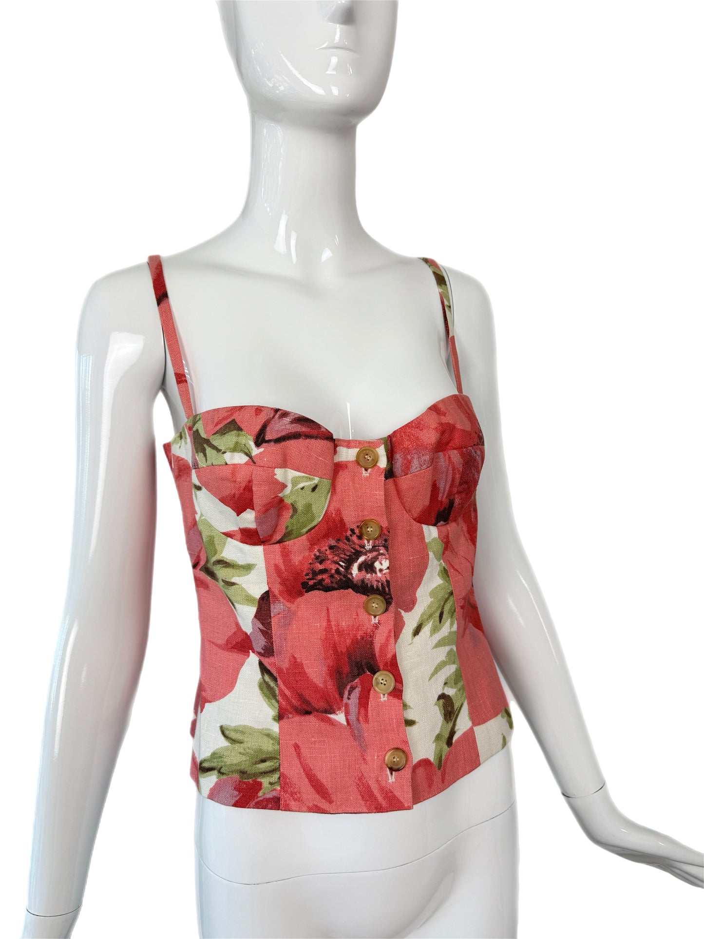 CELINE Vintage Floral Linen Bustier