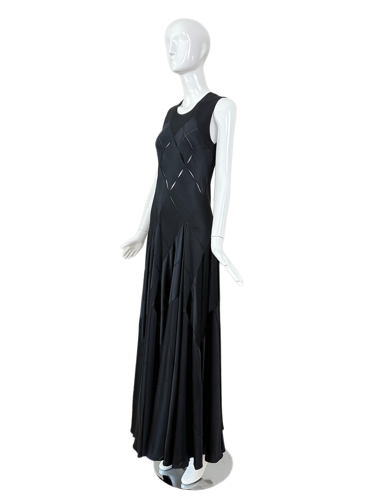 CALVIN KLEIN COLLECTION 2002 Vintage Runway Silk Cut Out Evening Gown