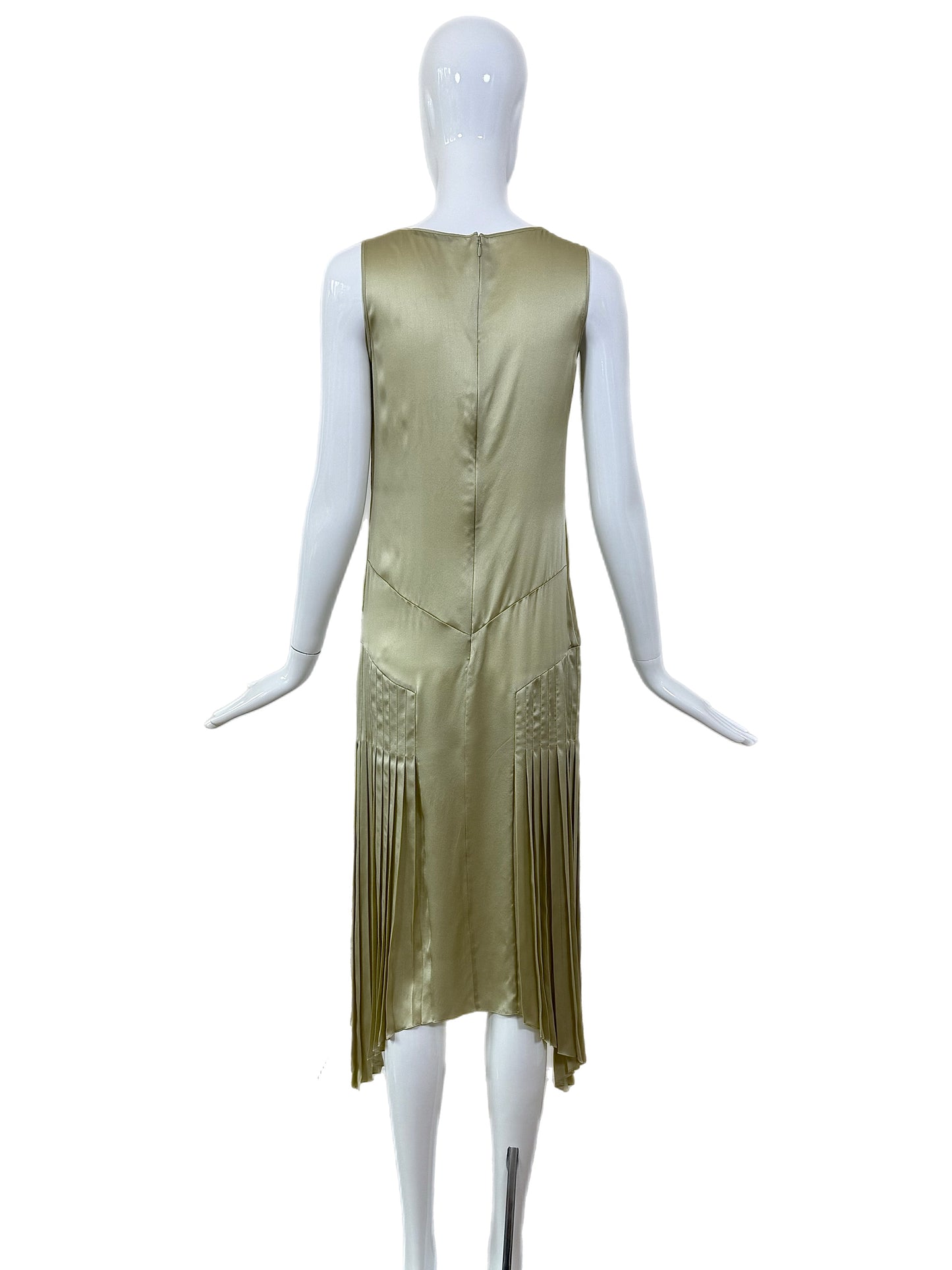 JOHN GALLIANO 2018 Silk Celery Pleated Shift Dress