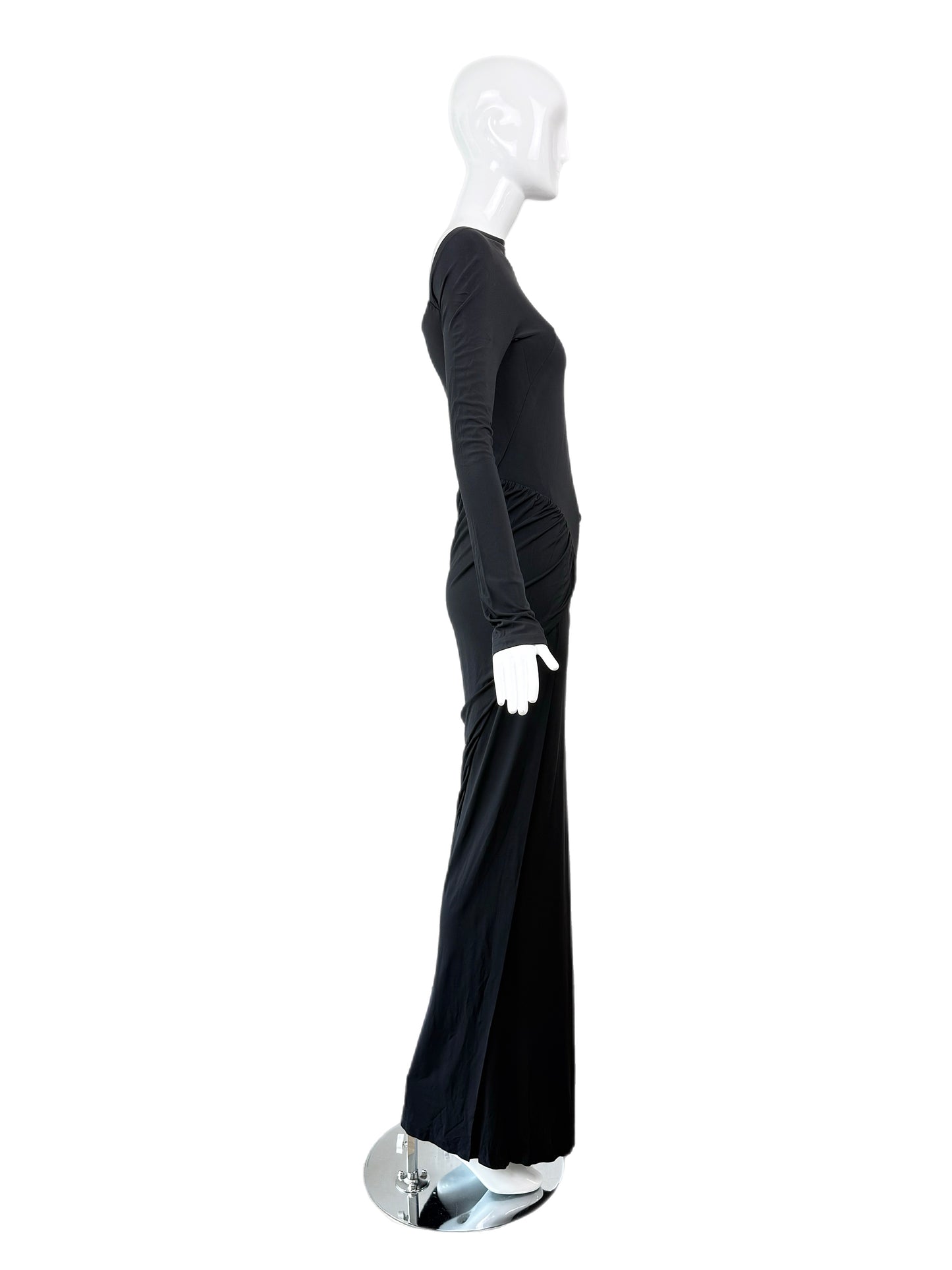 DONNA KARAN Black Slinky Cut-Out Evening Gown