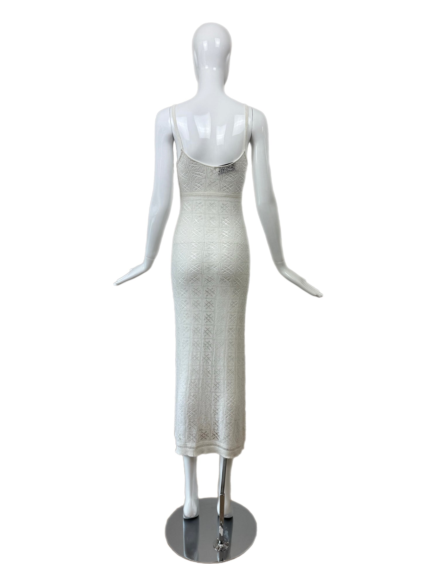 ANNA MOLINARI 90s/00s Vintage Ivory White Crochet Knit Dress