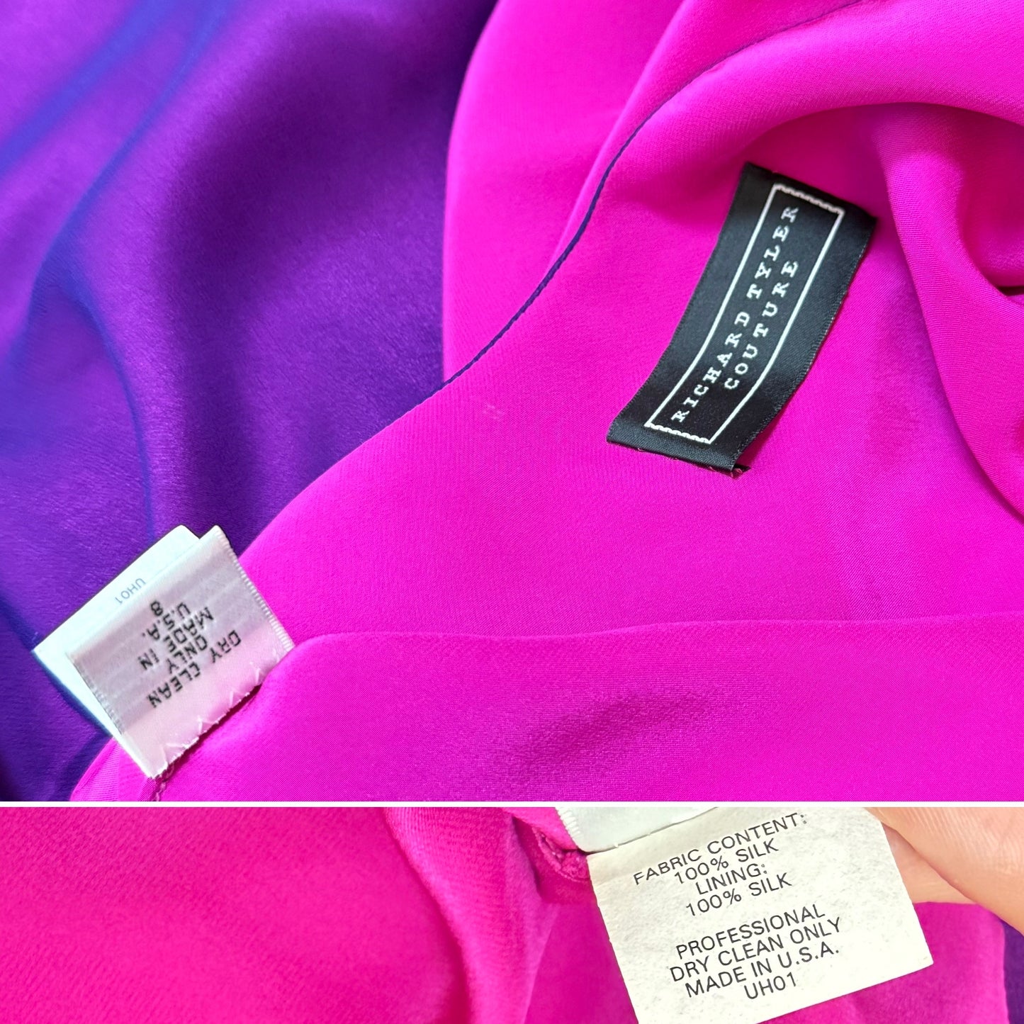 RICHARD TYLER COUTURE Vintage Silk Purple Evening Gown