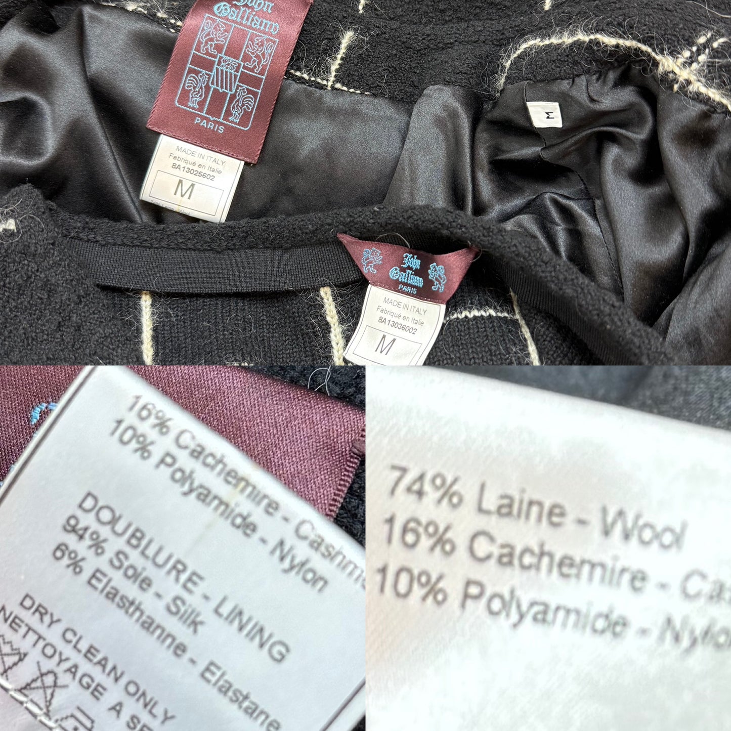 JOHN GALLIANO 1998 Vintage Black + White Skirt Suit