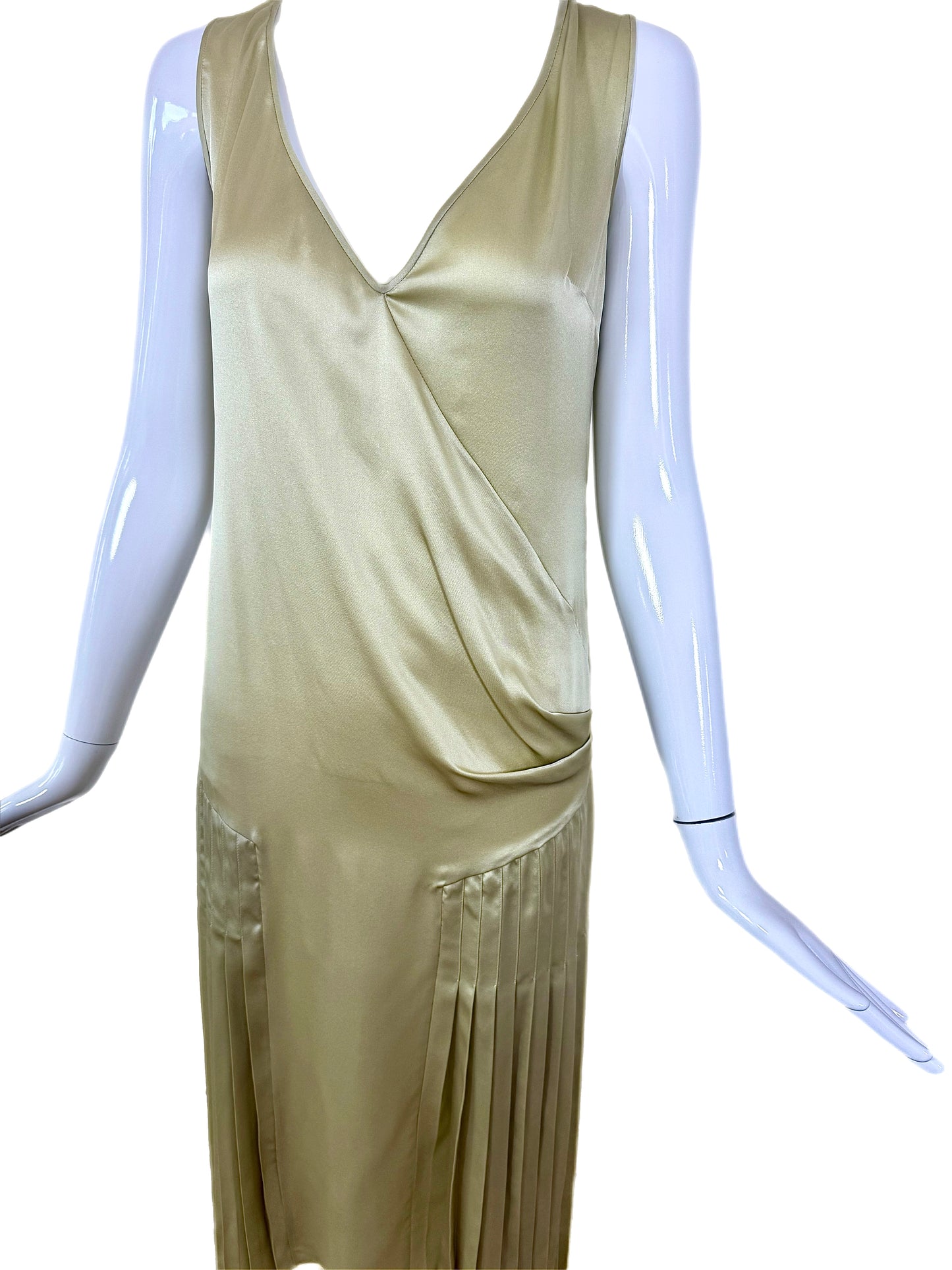 JOHN GALLIANO 2018 Silk Celery Pleated Shift Dress