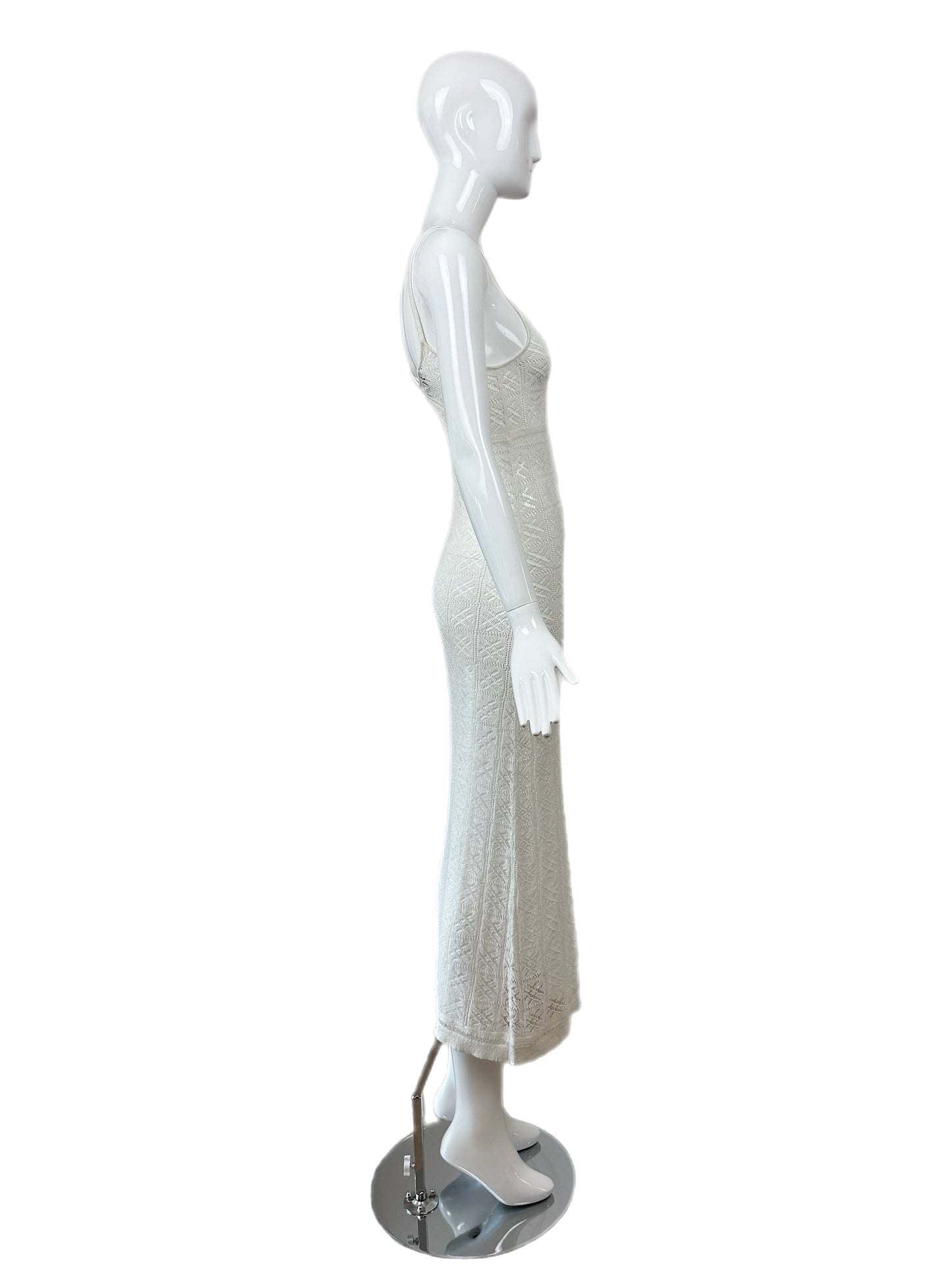 ANNA MOLINARI 90s/00s Vintage Ivory White Crochet Knit Dress