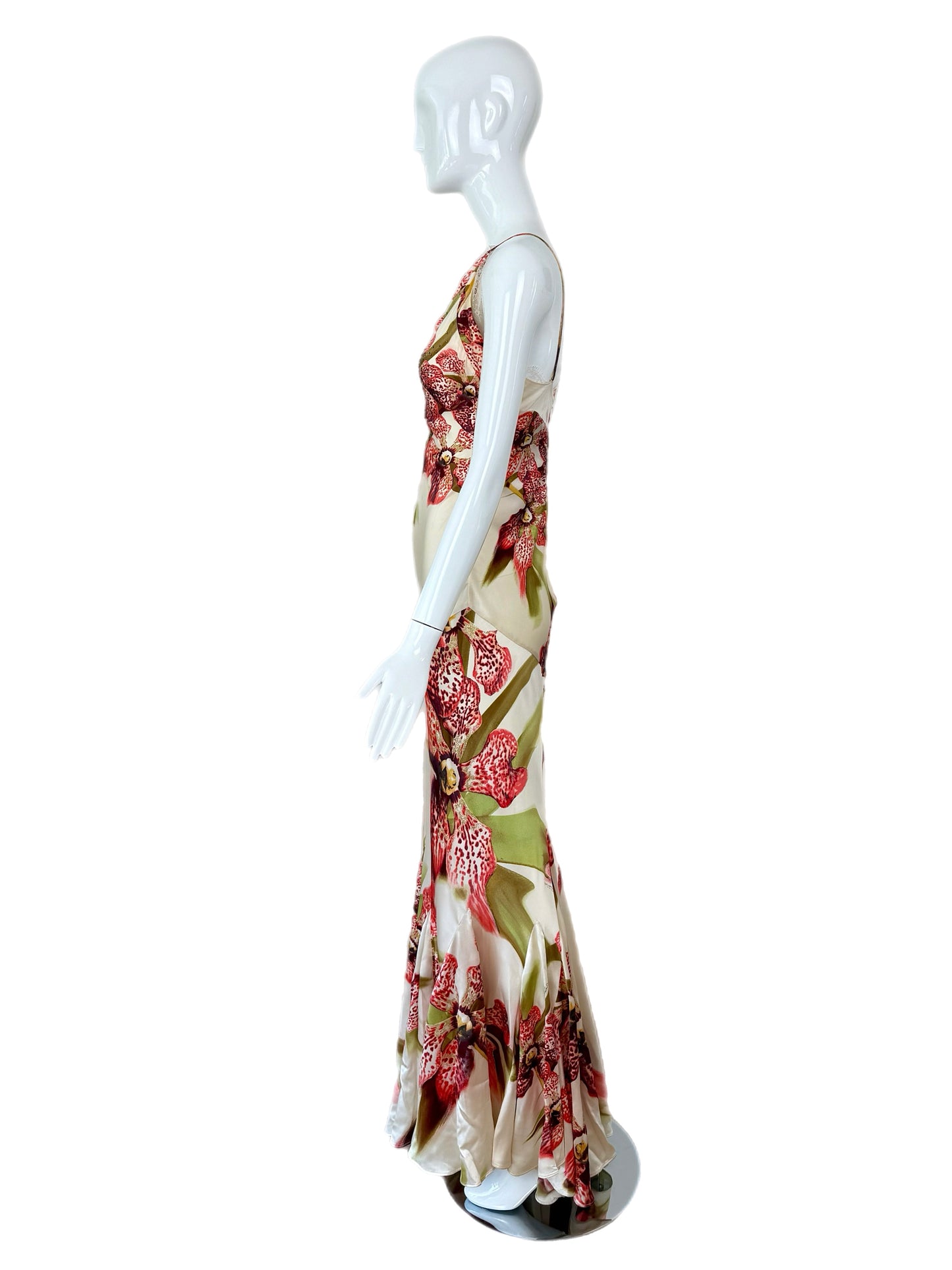 ROBERTO CAVALLI 2004 Vintage Silk Floral Embellished Gown