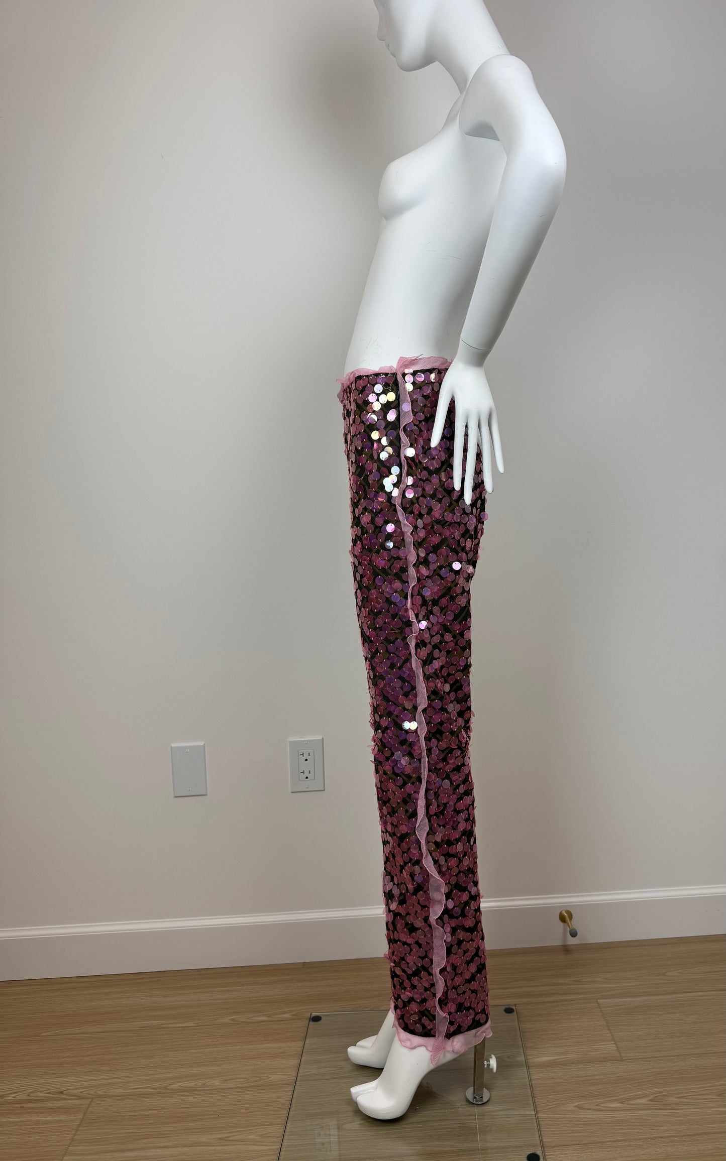FENDI 2000 Vintage Pink Sequin + Ruffle Pants