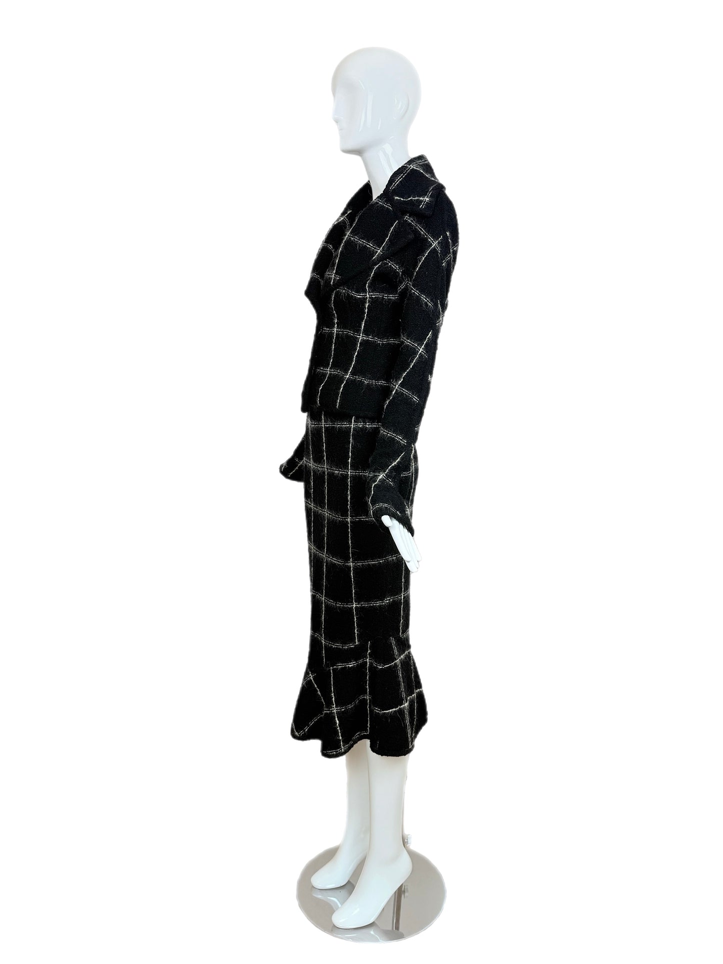 JOHN GALLIANO 1998 Vintage Black + White Skirt Suit