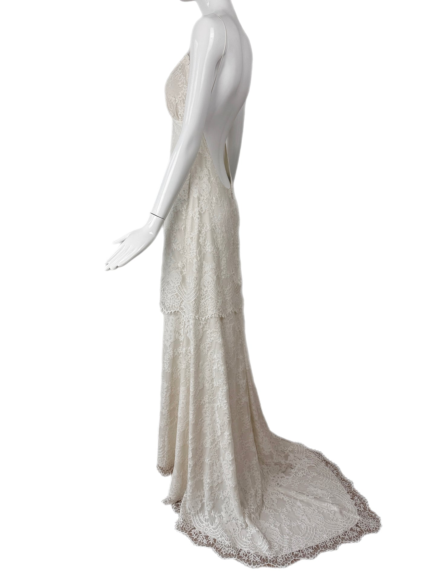 CLAIRE PETTIBONE 2017 Sample Ivory Lace Bridal Gown