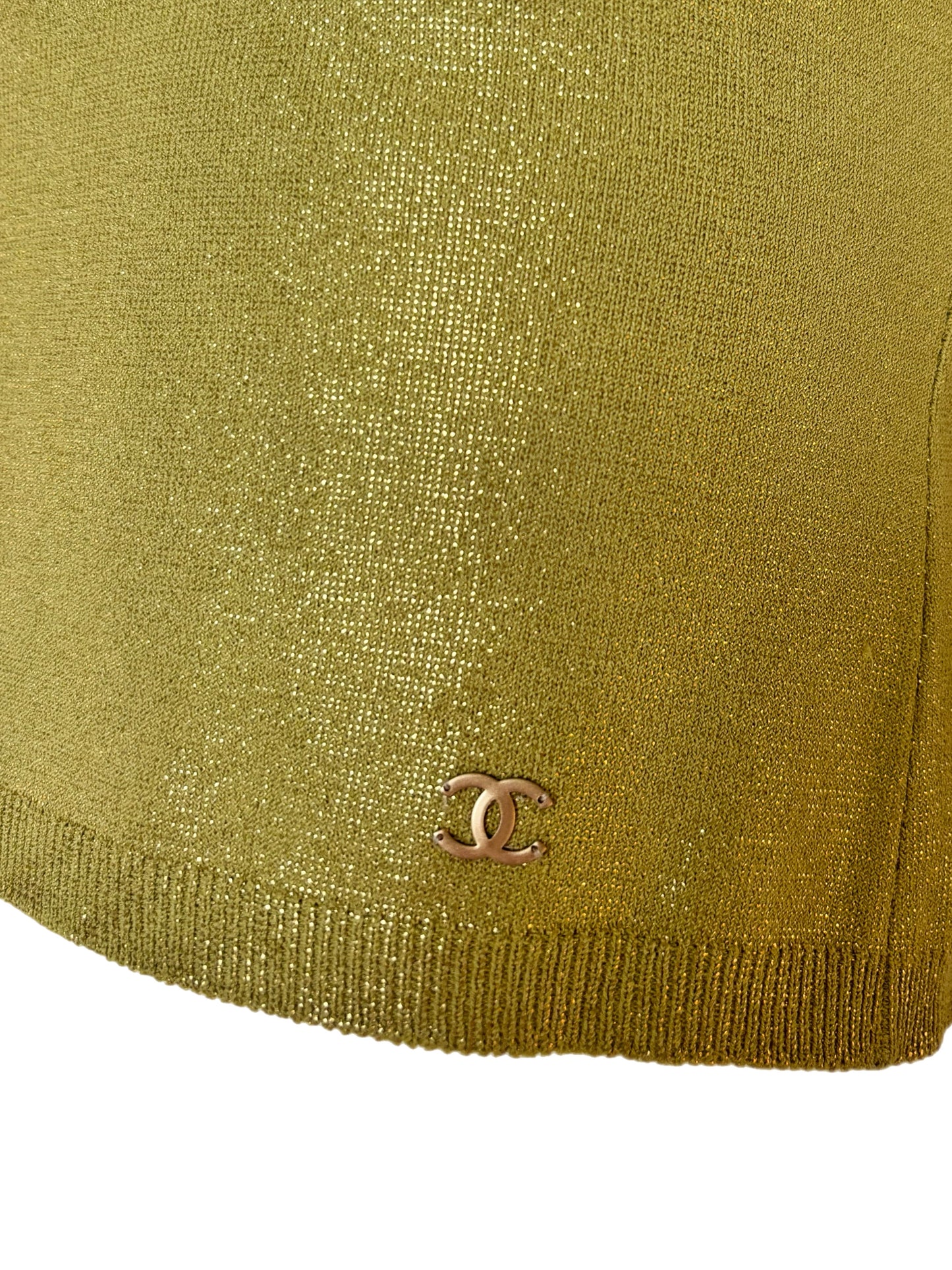 CHANEL 2001 Vintage Metallic Crop Top T-Shirt