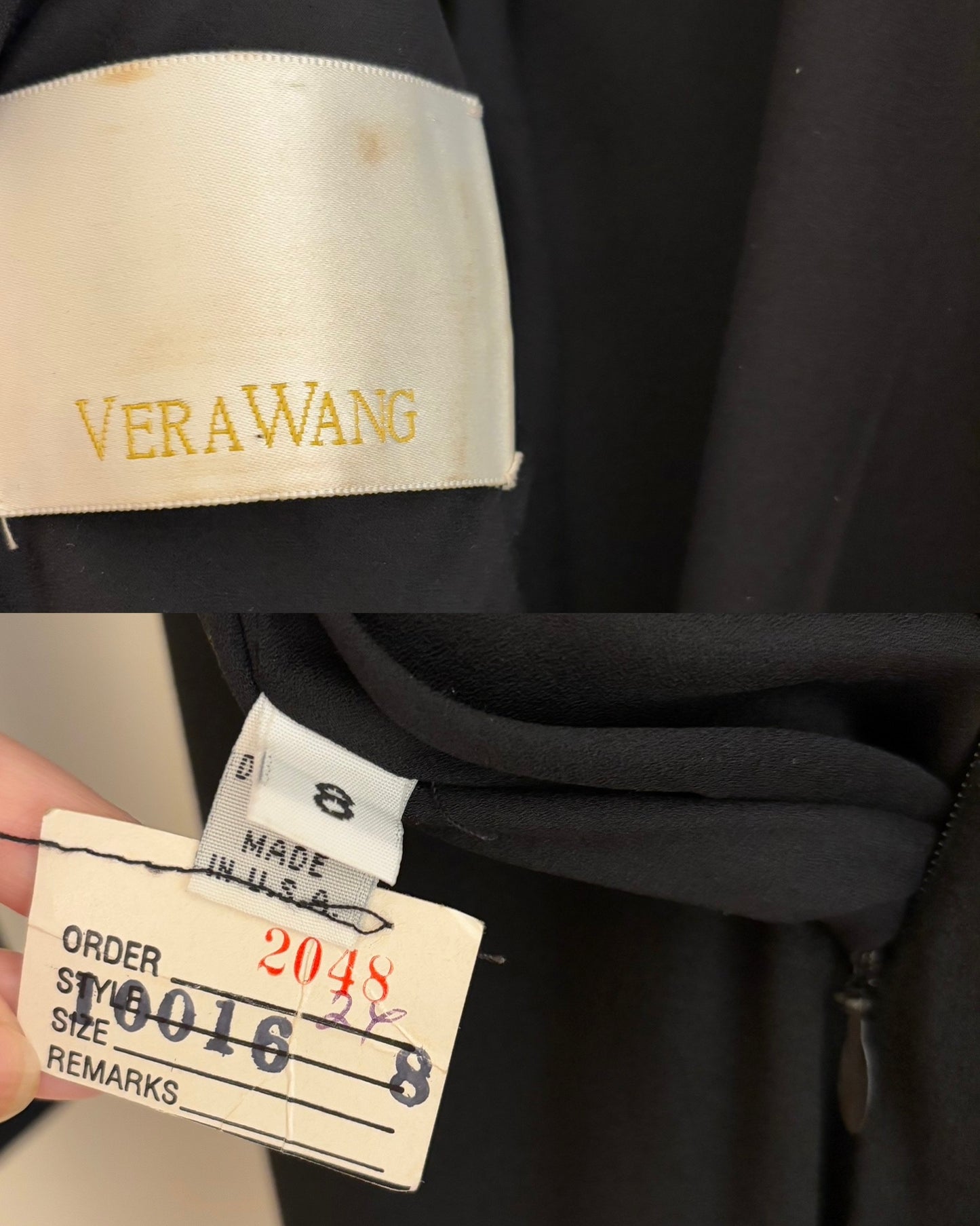 VERA WANG 90's Vintage Black Long Sleeve Evening Gown