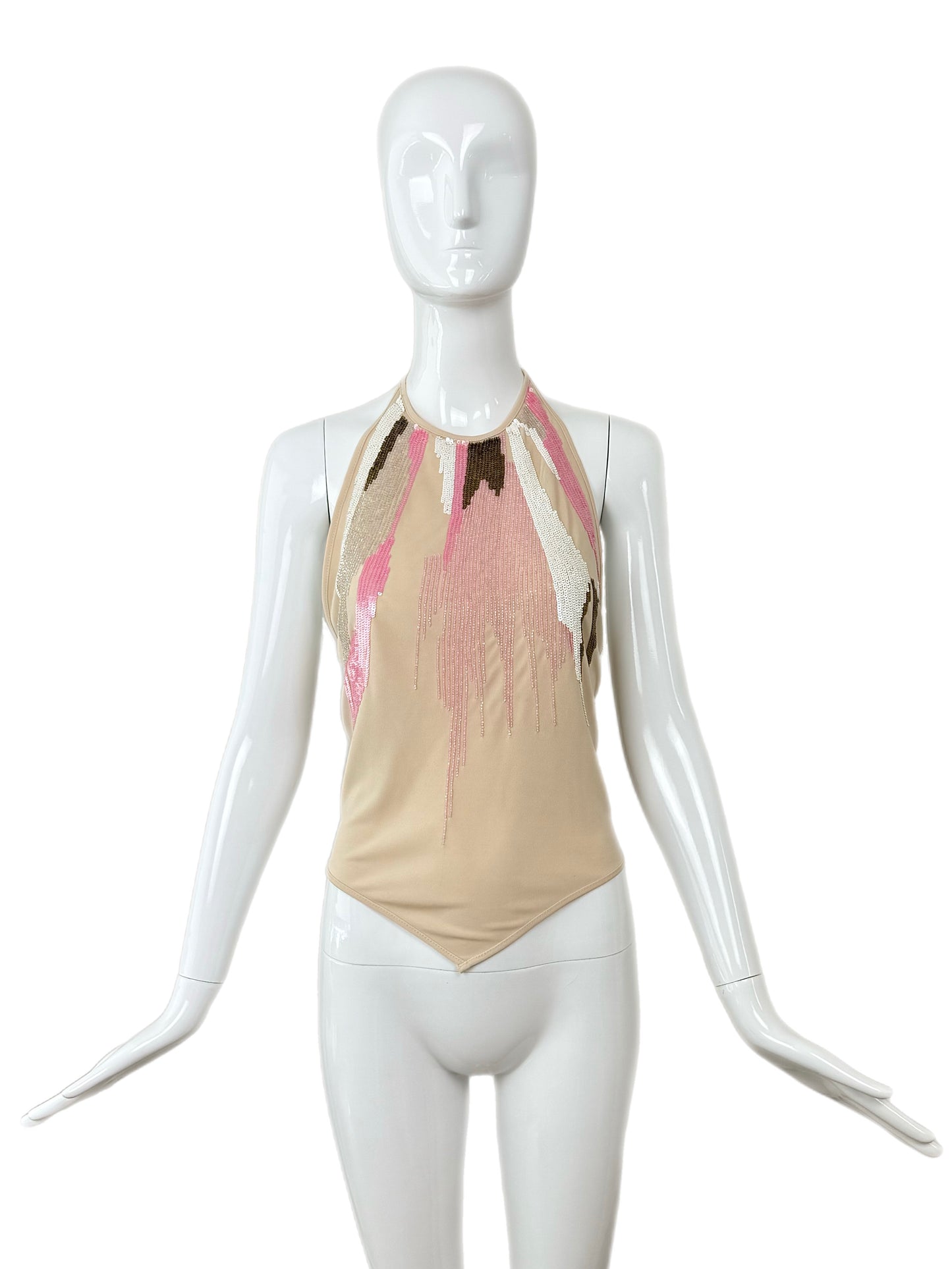 HERVE LEGER 90's Vintage Embellished Halter Top