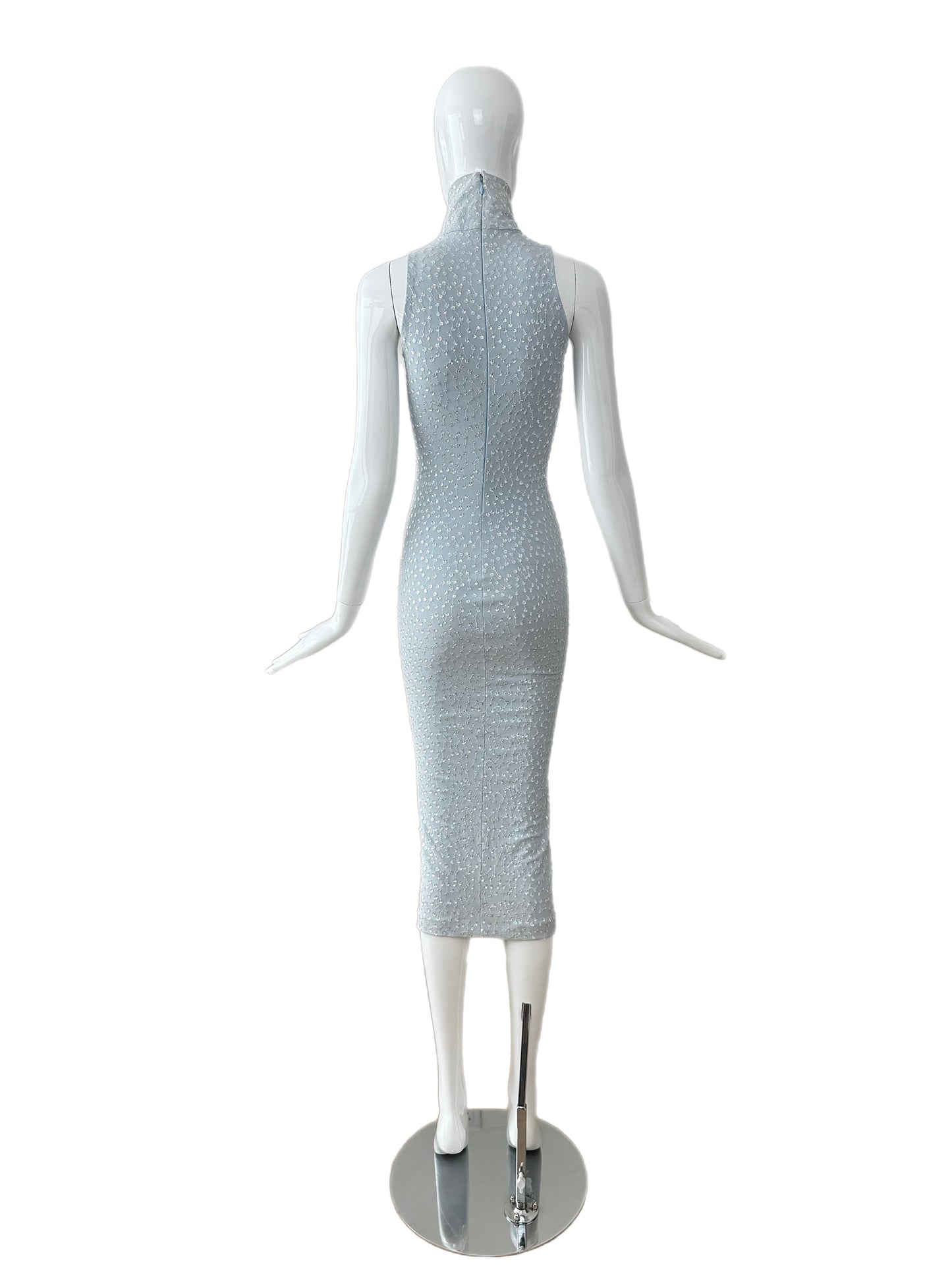 MARC BOUWER 1999 Vintage Blue Sequin Midi Dress