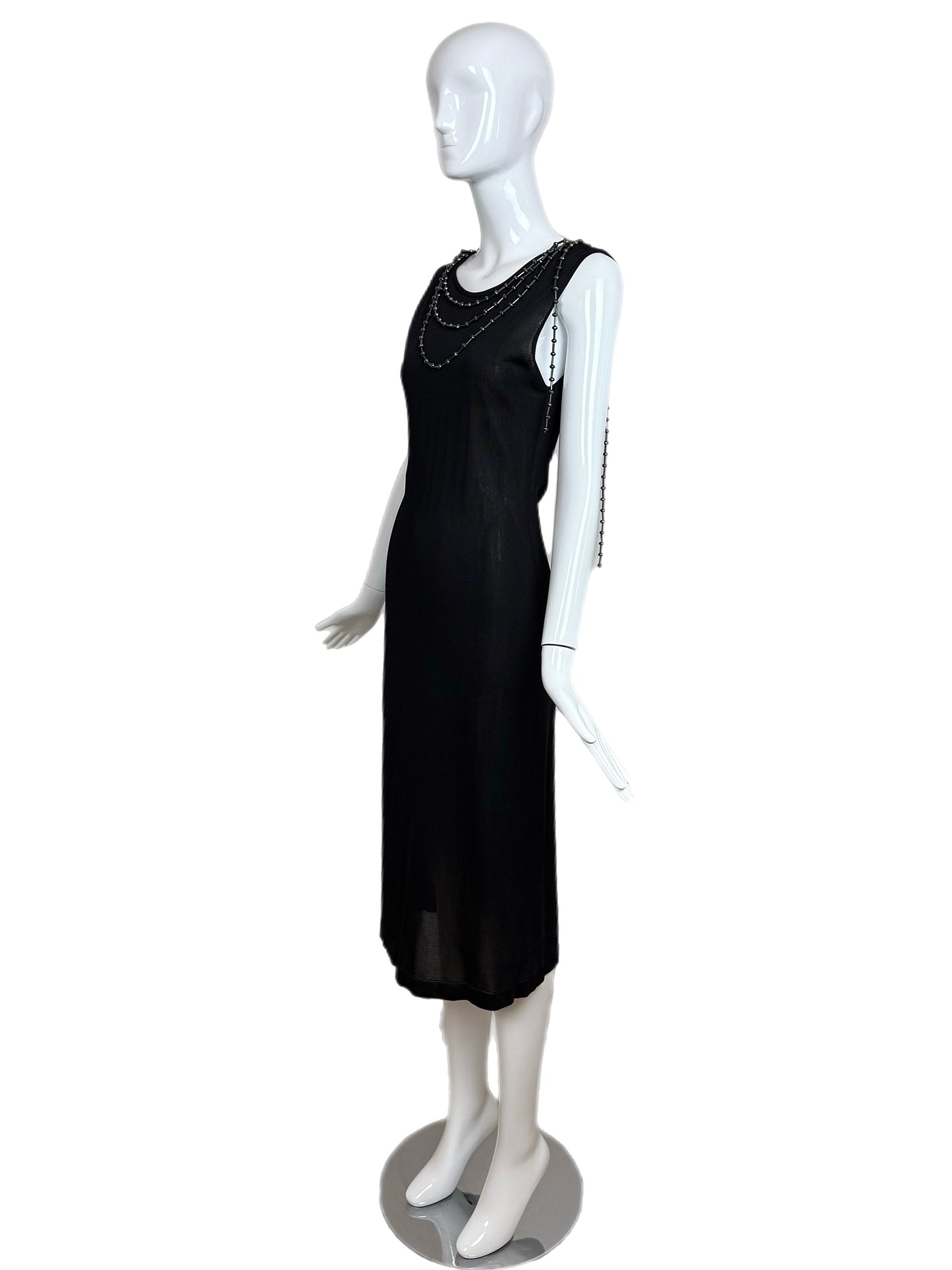 ALBERTA FERRETTI Black Ornate Multi Layered Chain Dress