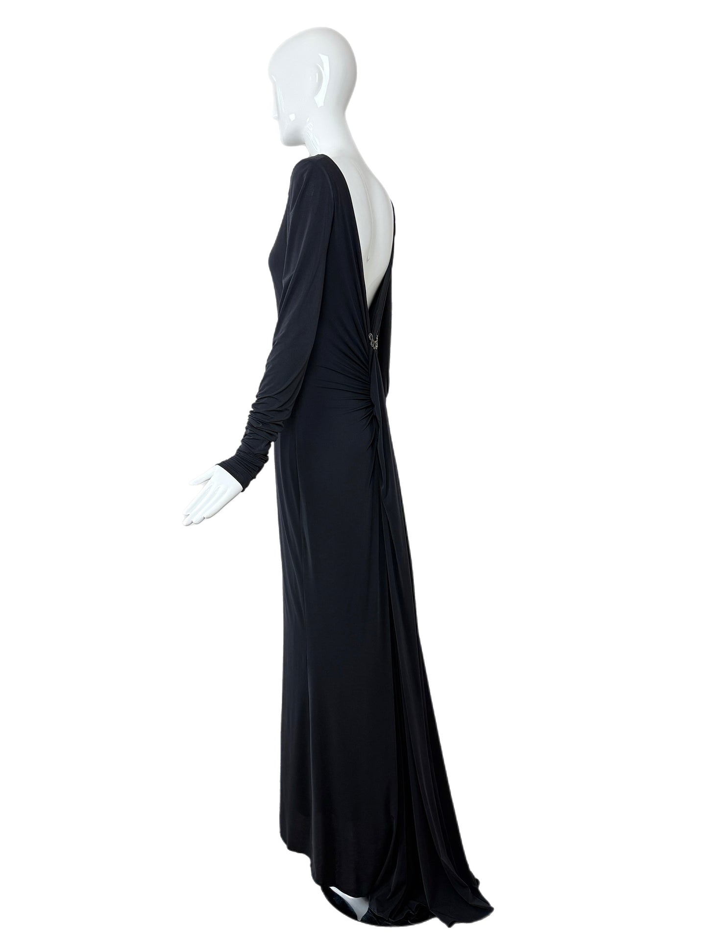 PAMELA DENNIS 2001 Vintage Black Backless Evening Gown