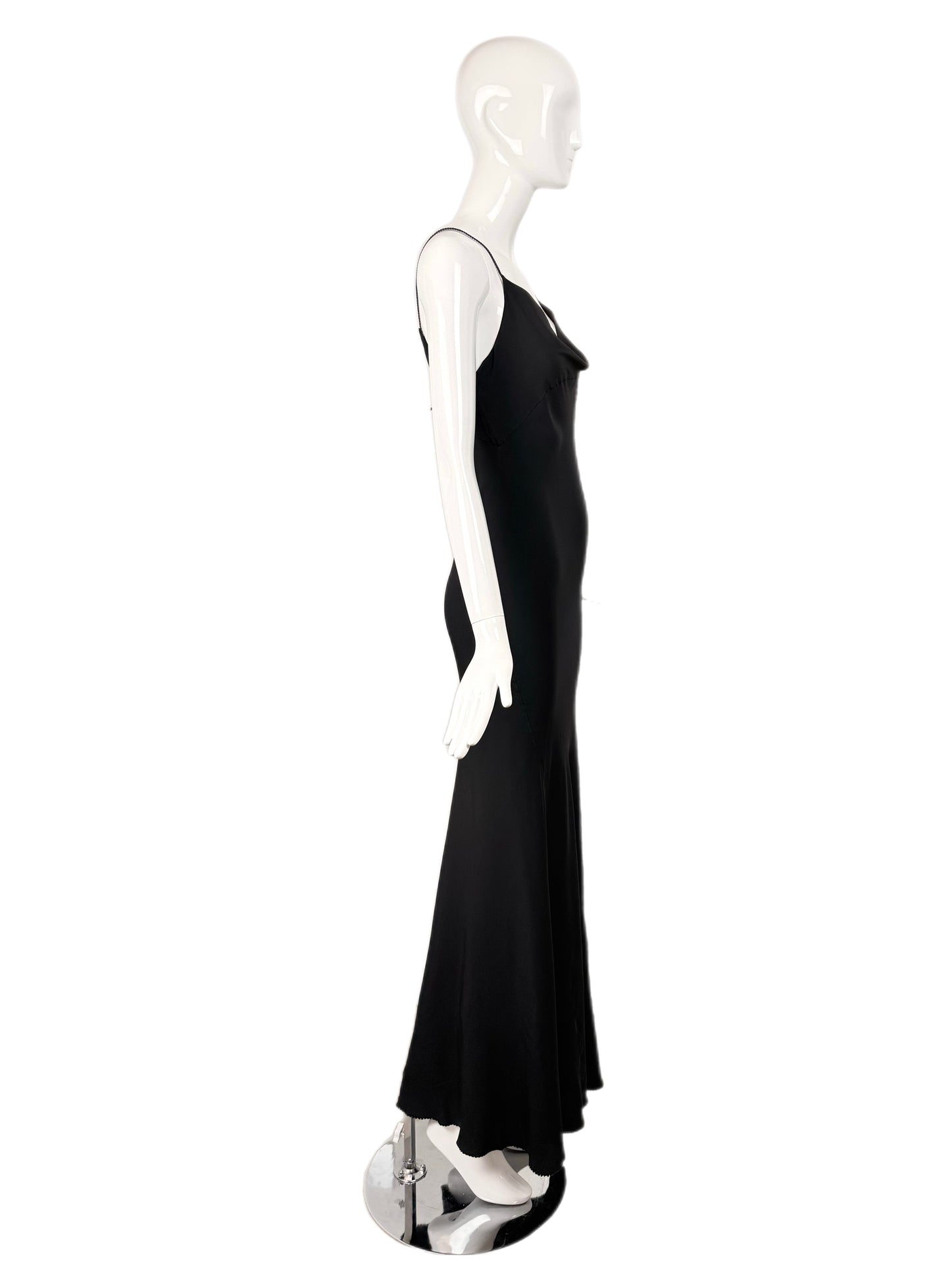 ROBERTO CAVALLI c. 2000 Vintage Fur + Silk Ensemble Maxi Dress Gown + Shawl Cape