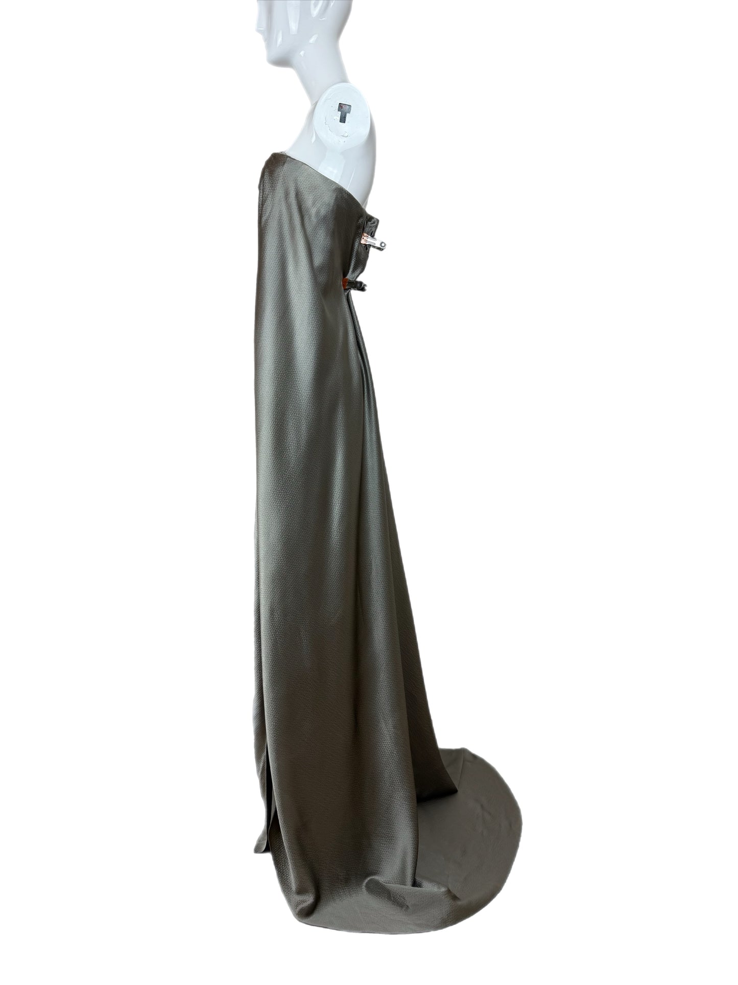 CHADO RALPH RUCCI 2000's Vintage Silk Pewter Evening Gown