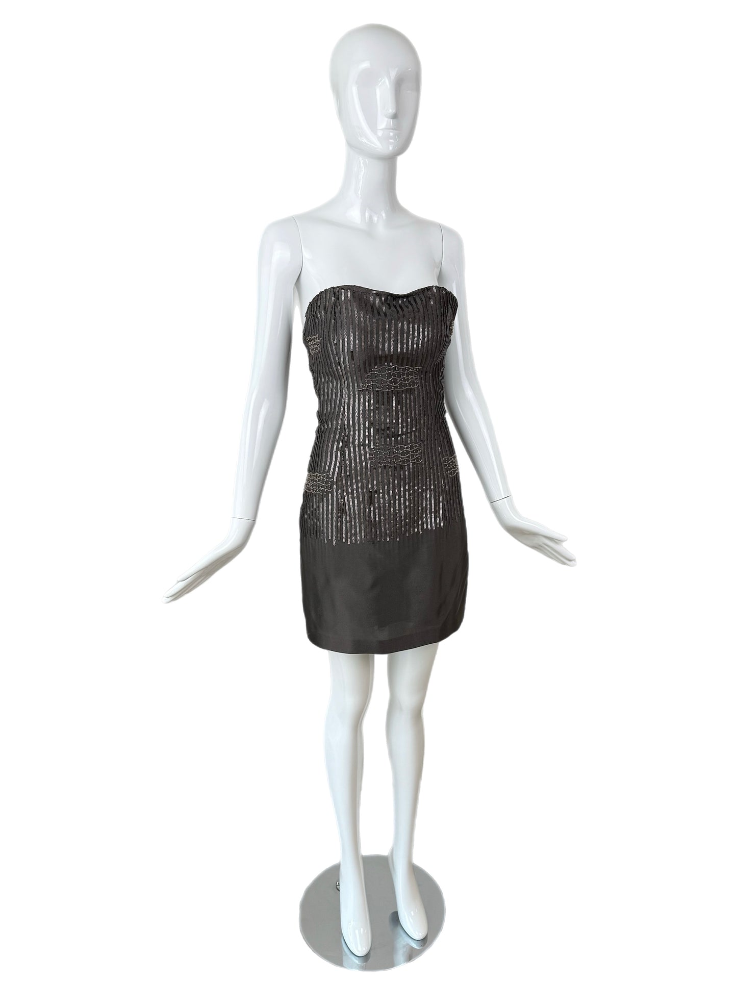 PAMELA DENNIS COUTURE 90's Vintage Silk Gray Embellished Mini