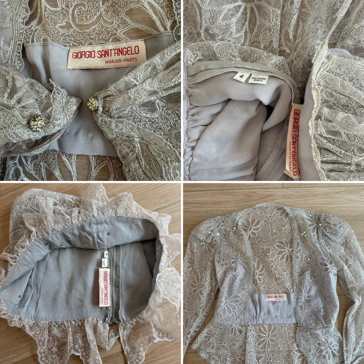 GIORGIO SANT'ANGELO 1983 Vintage Runway 4 Piece Lace Ensemble
