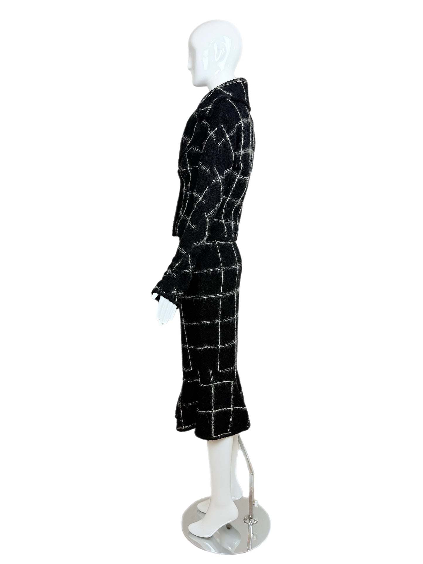 JOHN GALLIANO 1998 Vintage Black + White Skirt Suit