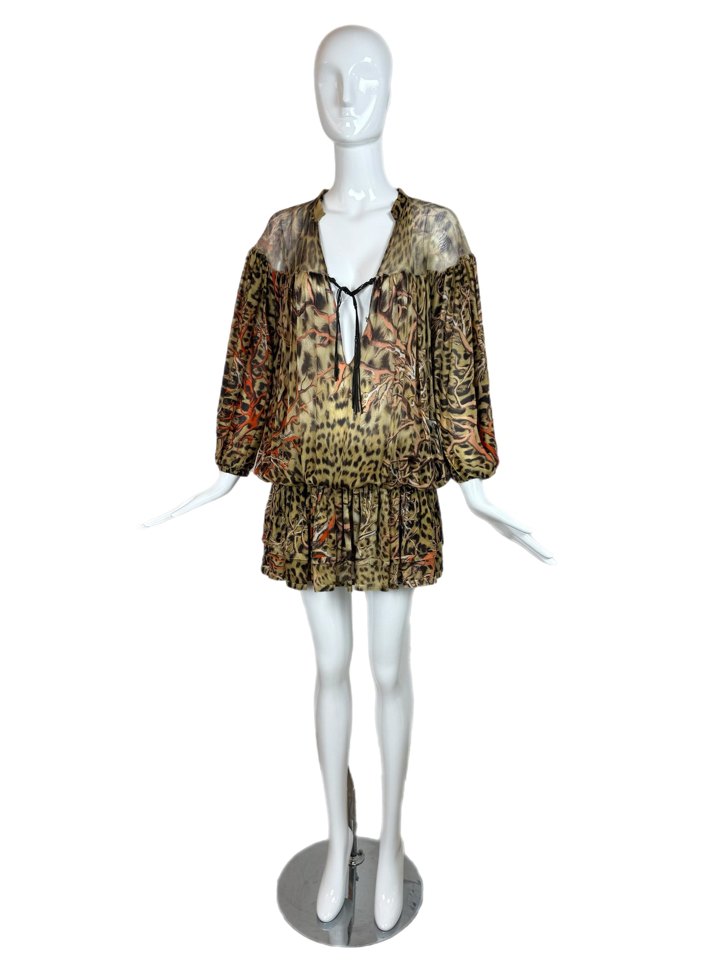 ROBERTO CAVALLI 2005 Vintage Silk Runway Mini Dress