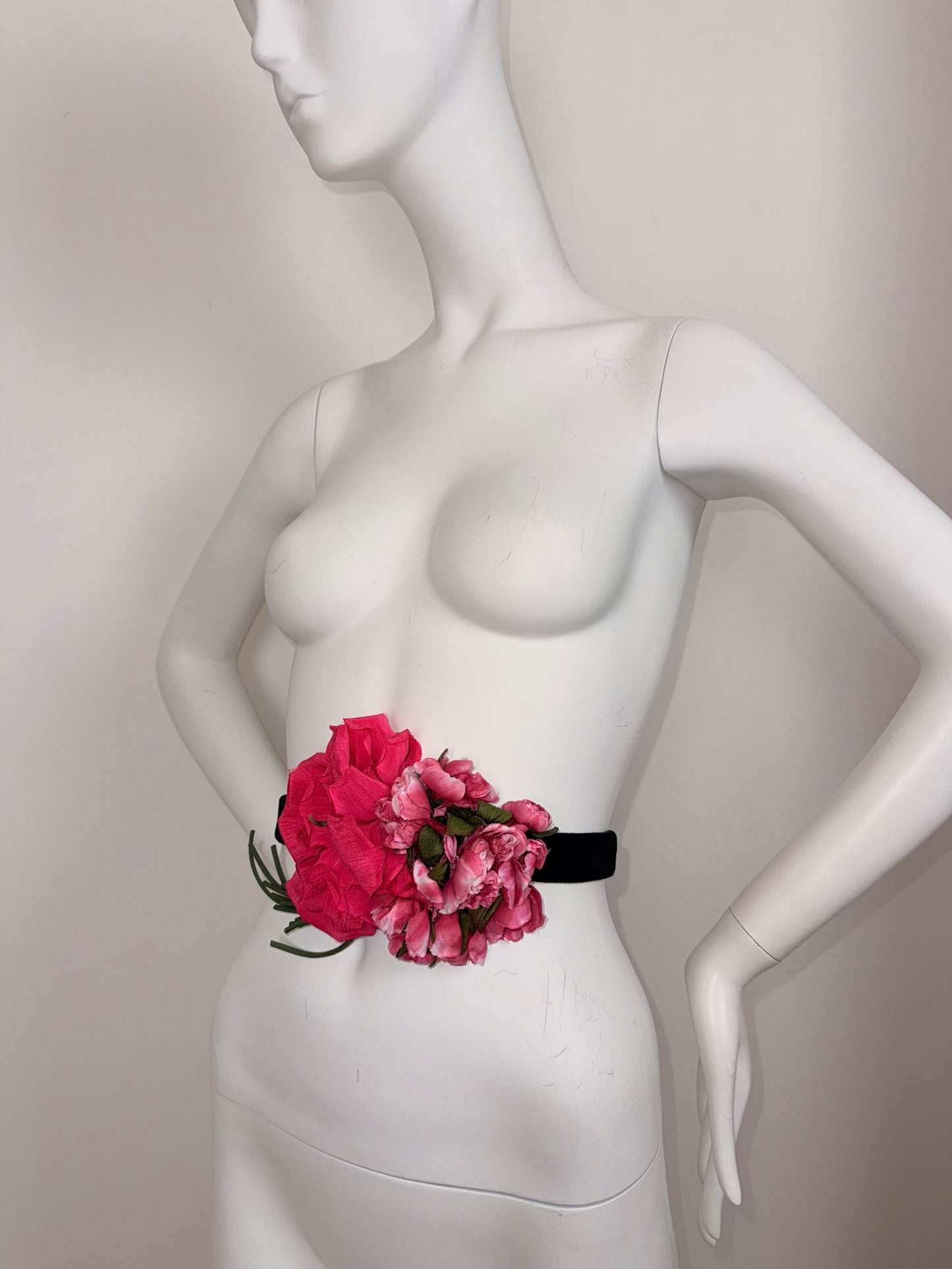 DOLCE & GABBANA Magenta Petal Pink Floral Belt