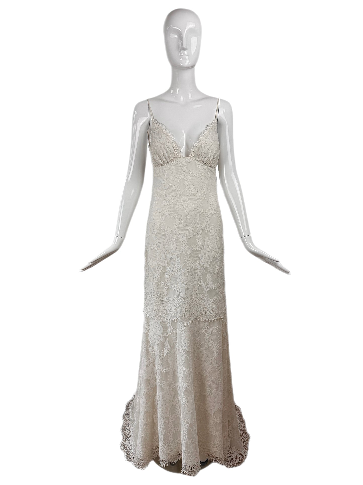 CLAIRE PETTIBONE 2017 Sample Ivory Lace Bridal Gown