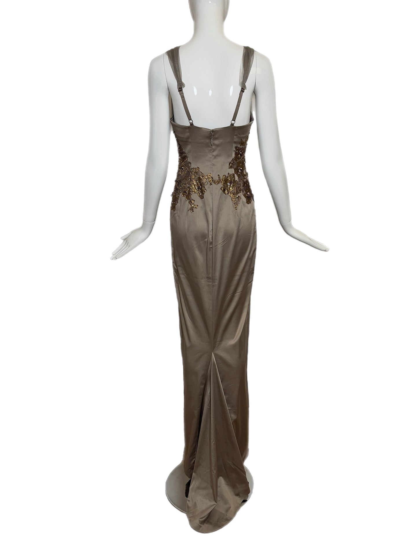 JULIAN JOYCE by MANDALAY Pewter Embellished Evening Gown
