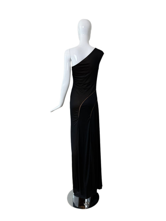 RICHARD TYLER COUTURE Vintage Black Nude One Shoulder Gown