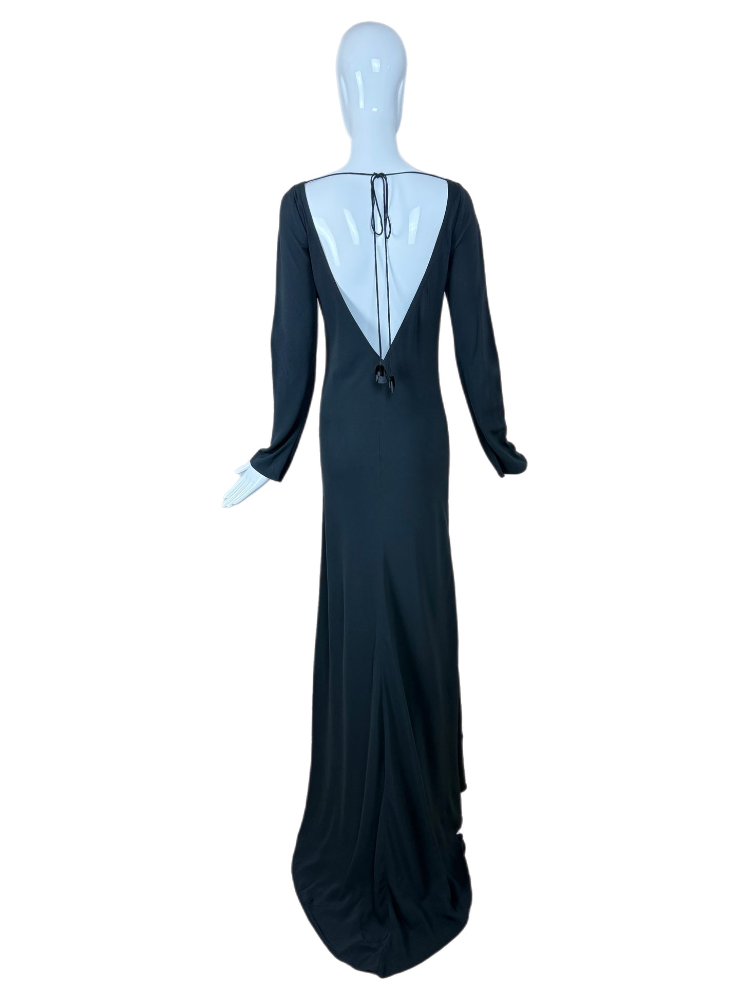 JENNY PACKHAM 1990's Vintage Black Backless Evening Gown
