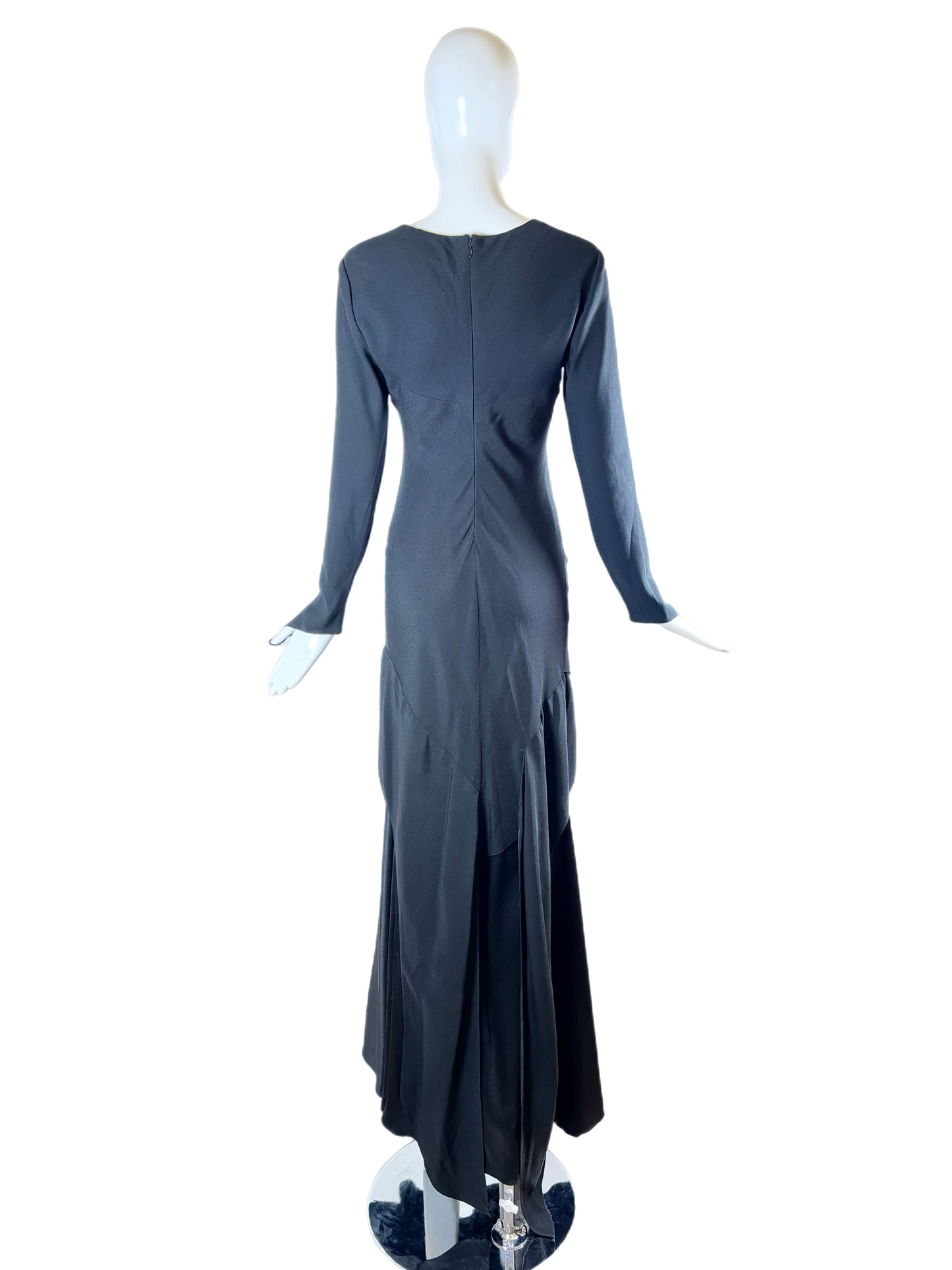 VERA WANG 90's Vintage Black Long Sleeve Evening Gown