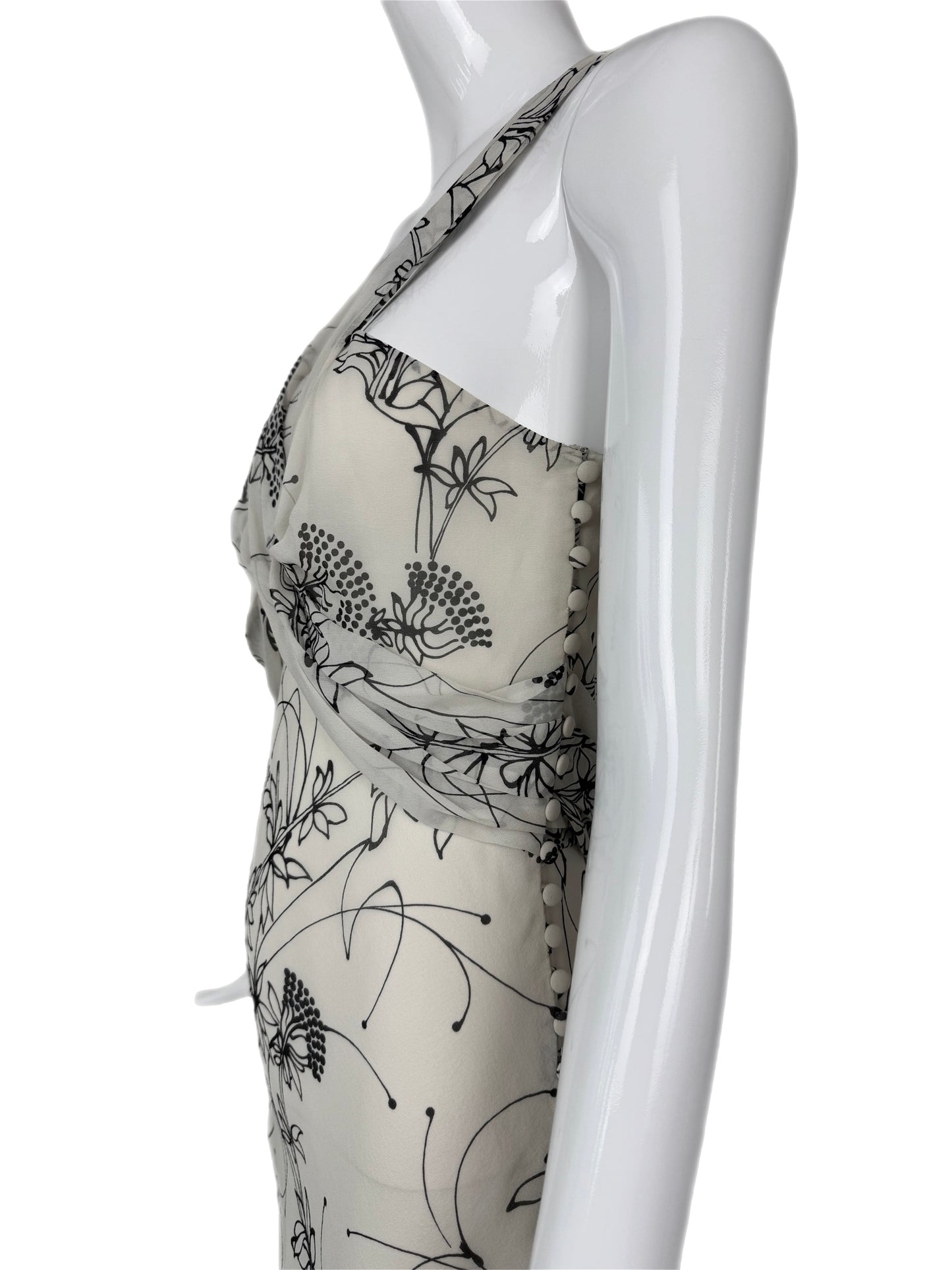 JOHN GALLIANO 2008 Vintage Silk Floral Knee Length Dress