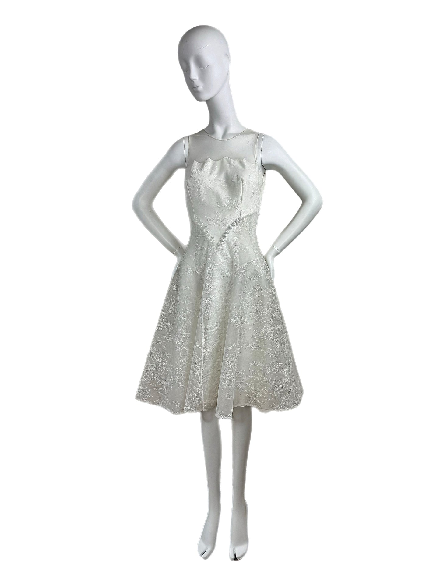 DAVID FIELDEN Sample White Lace Bridal Dress