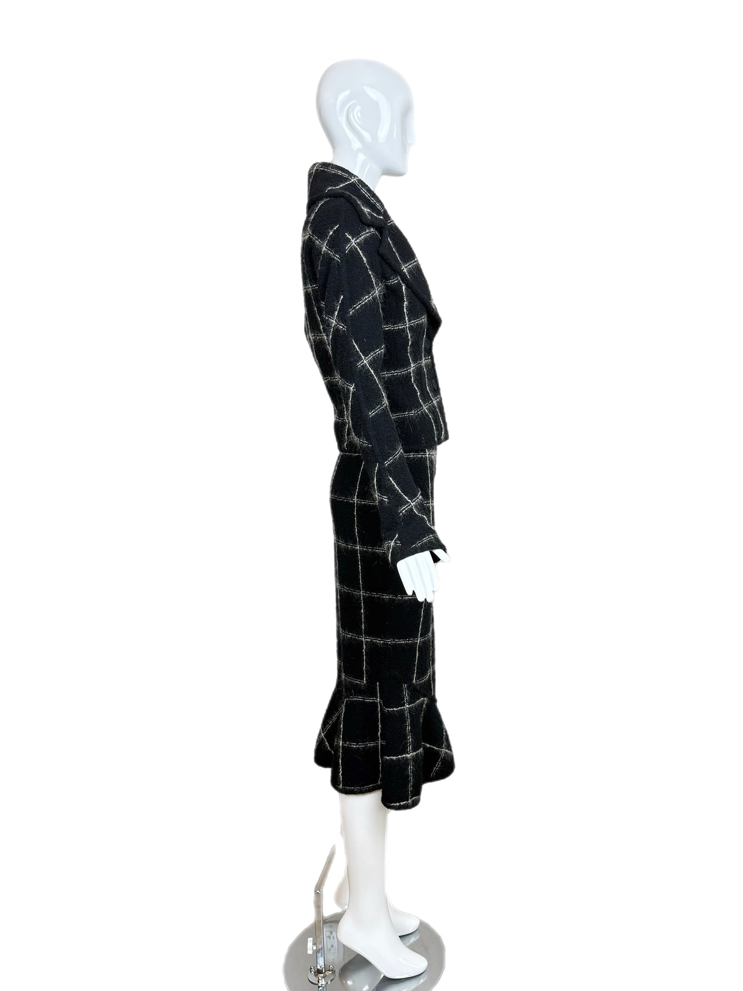 JOHN GALLIANO 1998 Vintage Black + White Skirt Suit