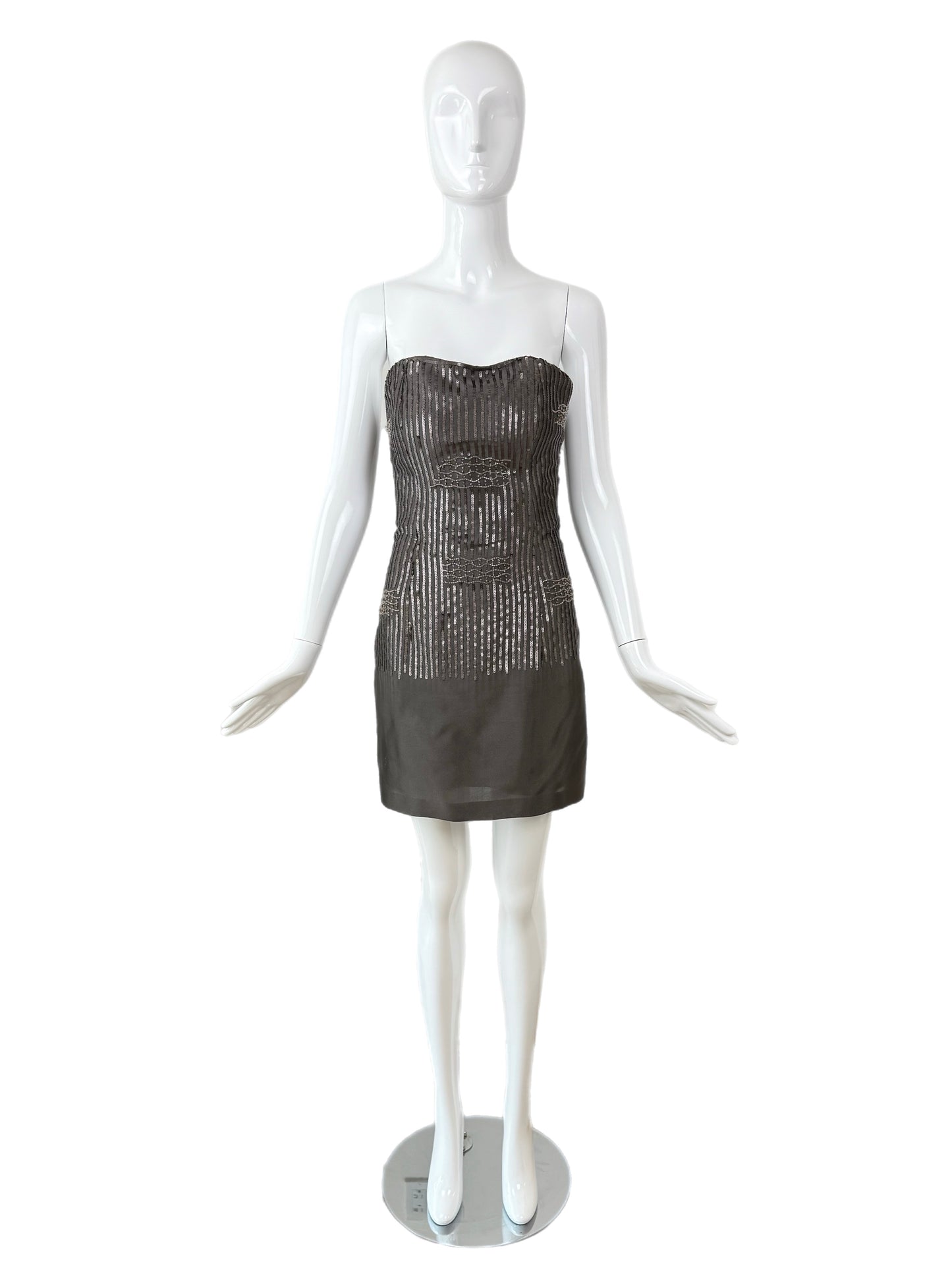 PAMELA DENNIS COUTURE 90's Vintage Silk Gray Embellished Mini