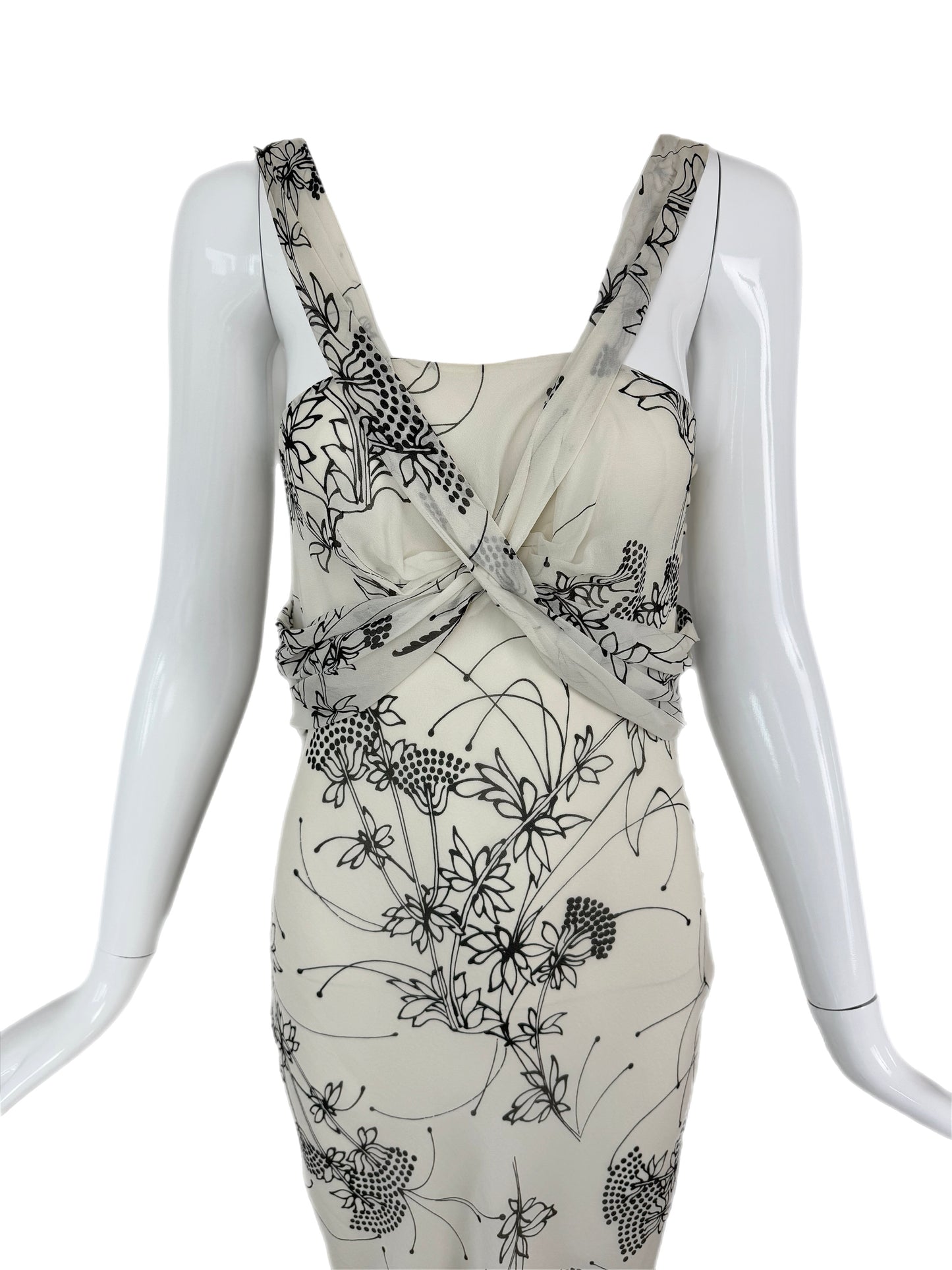 JOHN GALLIANO 2008 Vintage Silk Floral Knee Length Dress