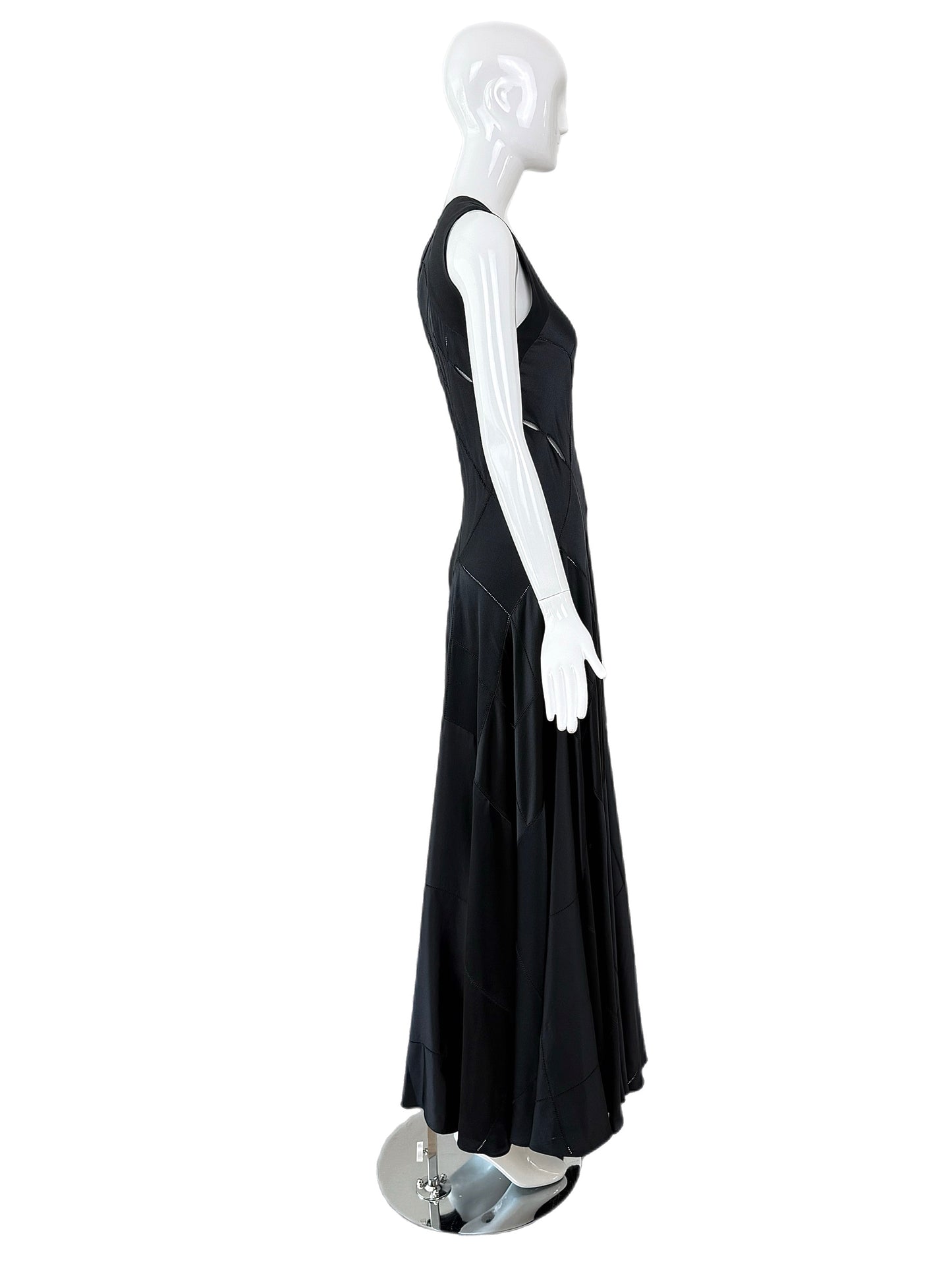 CALVIN KLEIN COLLECTION 2002 Vintage Runway Silk Cut Out Evening Gown