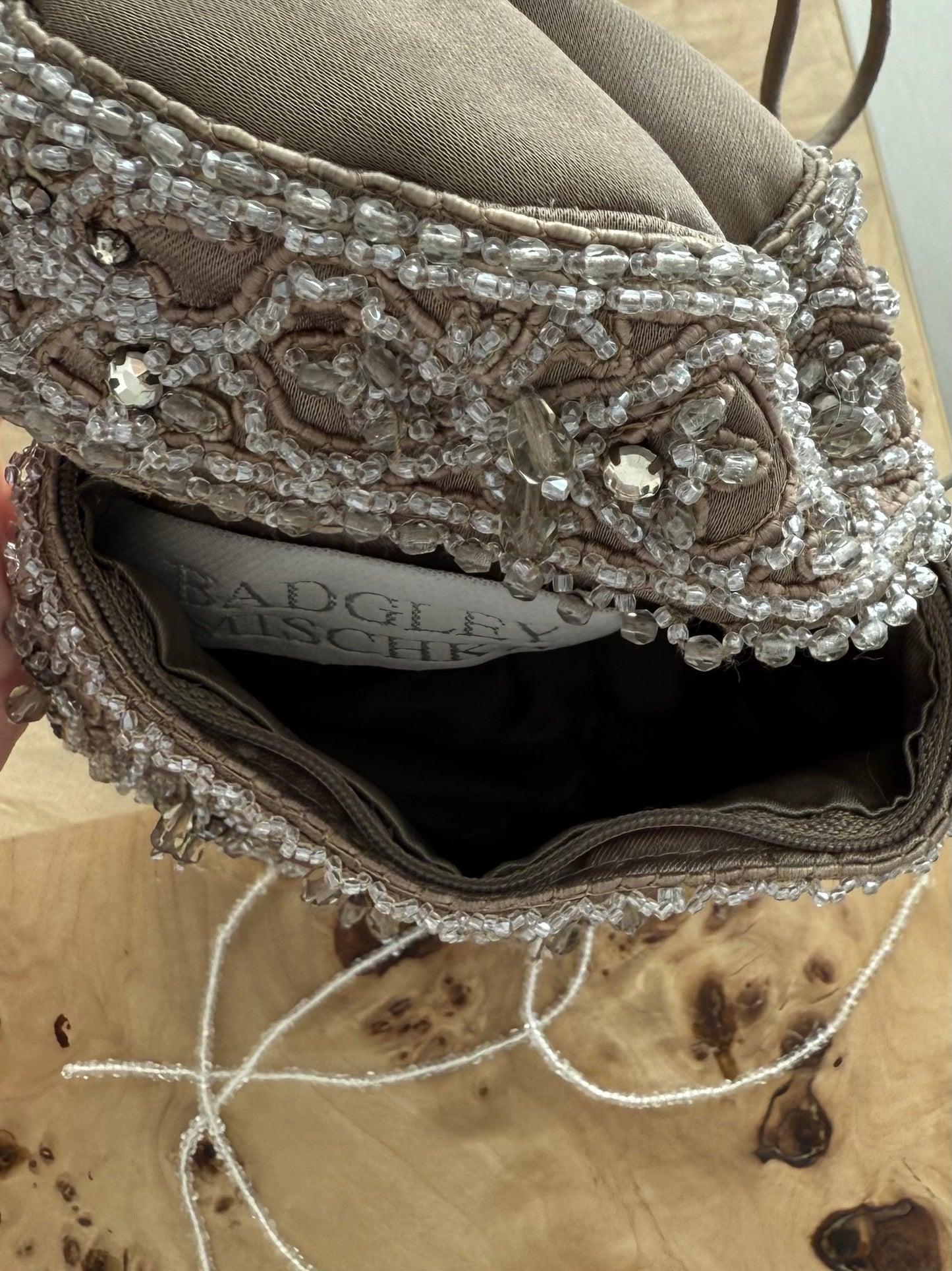 BADGLEY MISCHKA Vintage Pewter Embellished Evening Bag