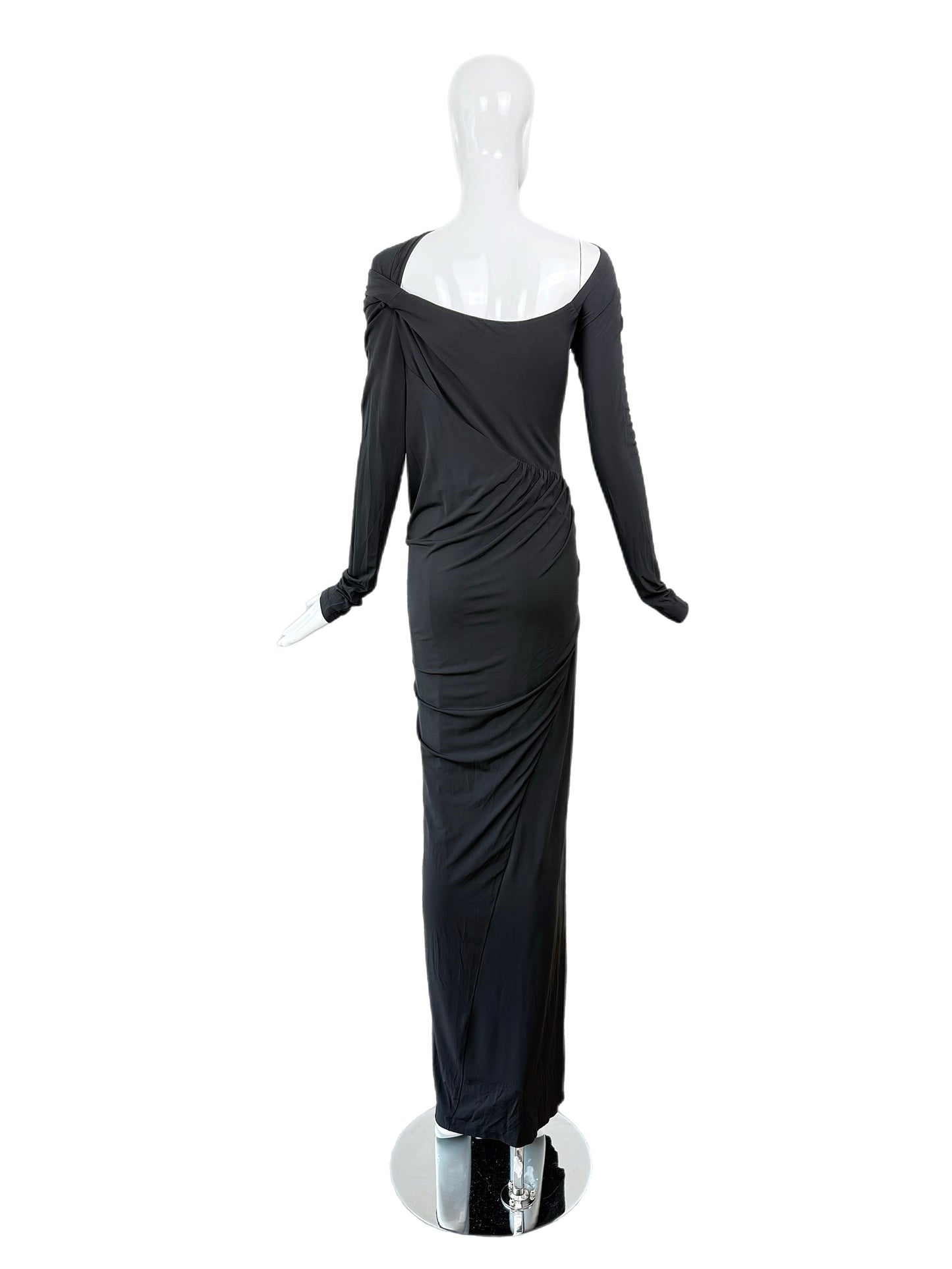 DONNA KARAN Black Slinky Cut-Out Evening Gown